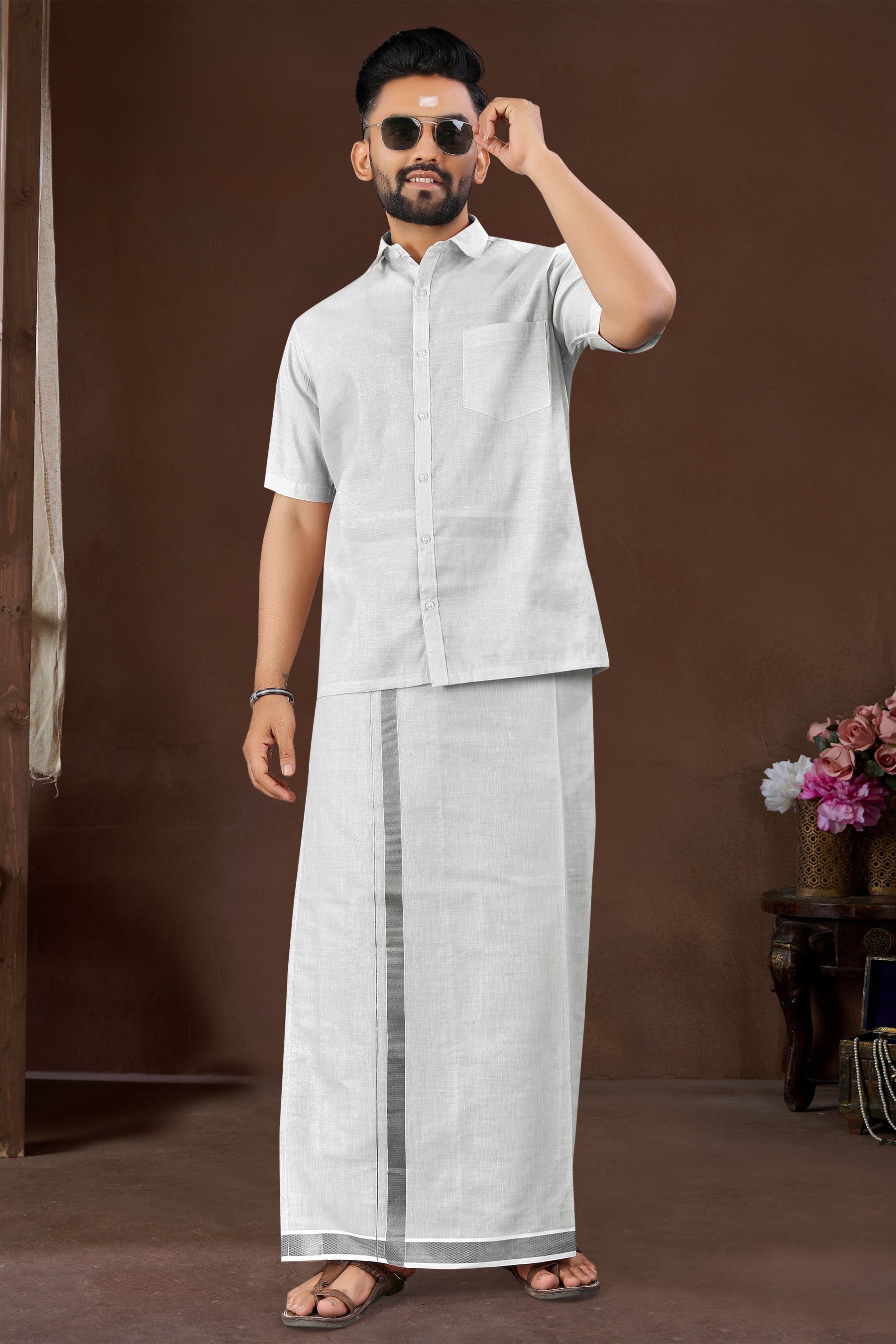Mens Silk Dhoti Set