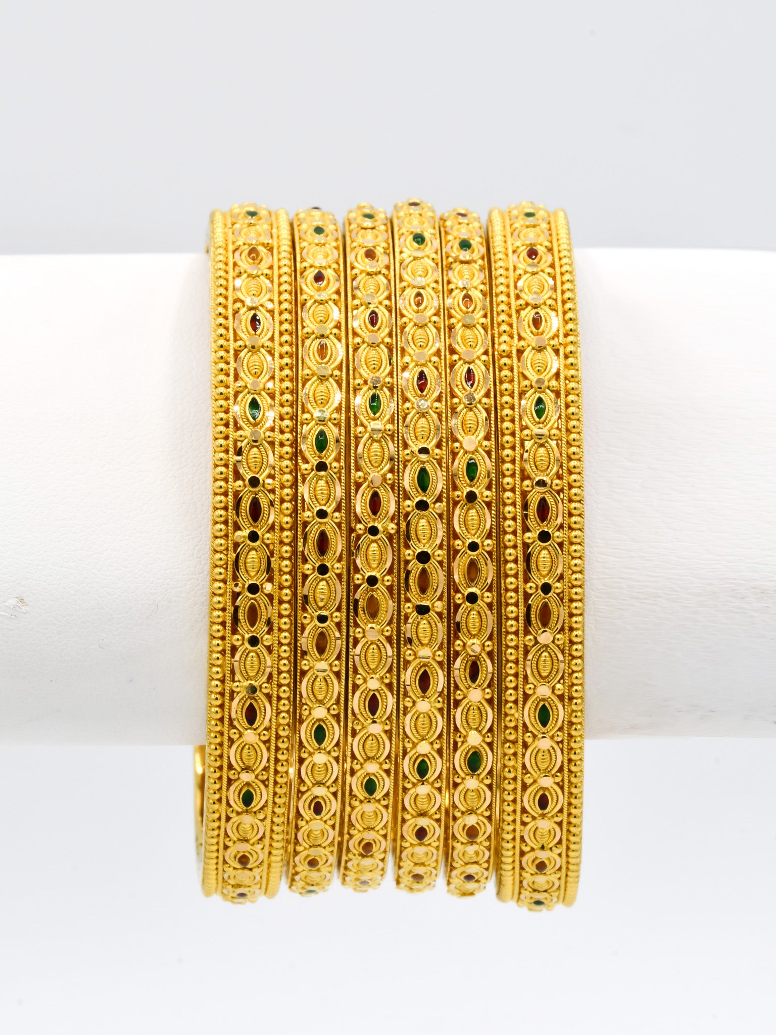 22ct Gold Minakari 6 Bangles - Roop Darshan