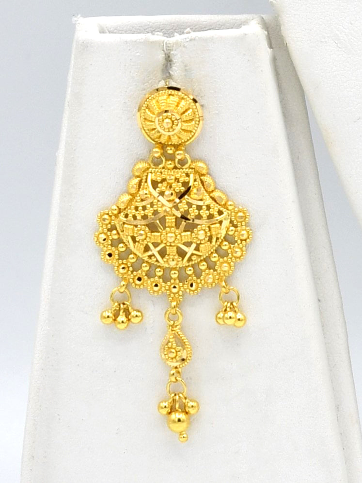 22ct Gold Filigree Long Necklace Set - Roop Darshan