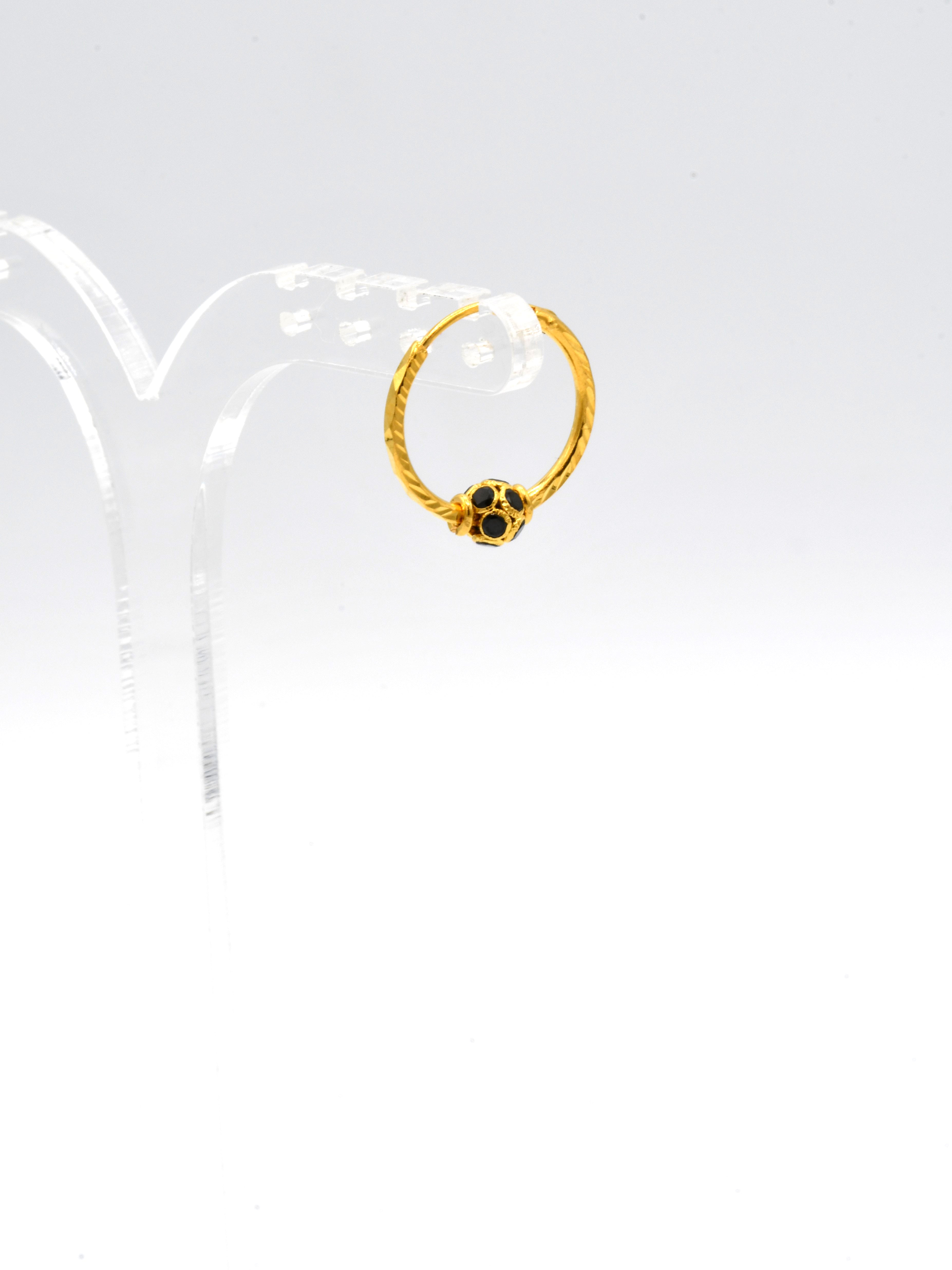 22ct Gold Black CZ Ball Bali - Roop Darshan