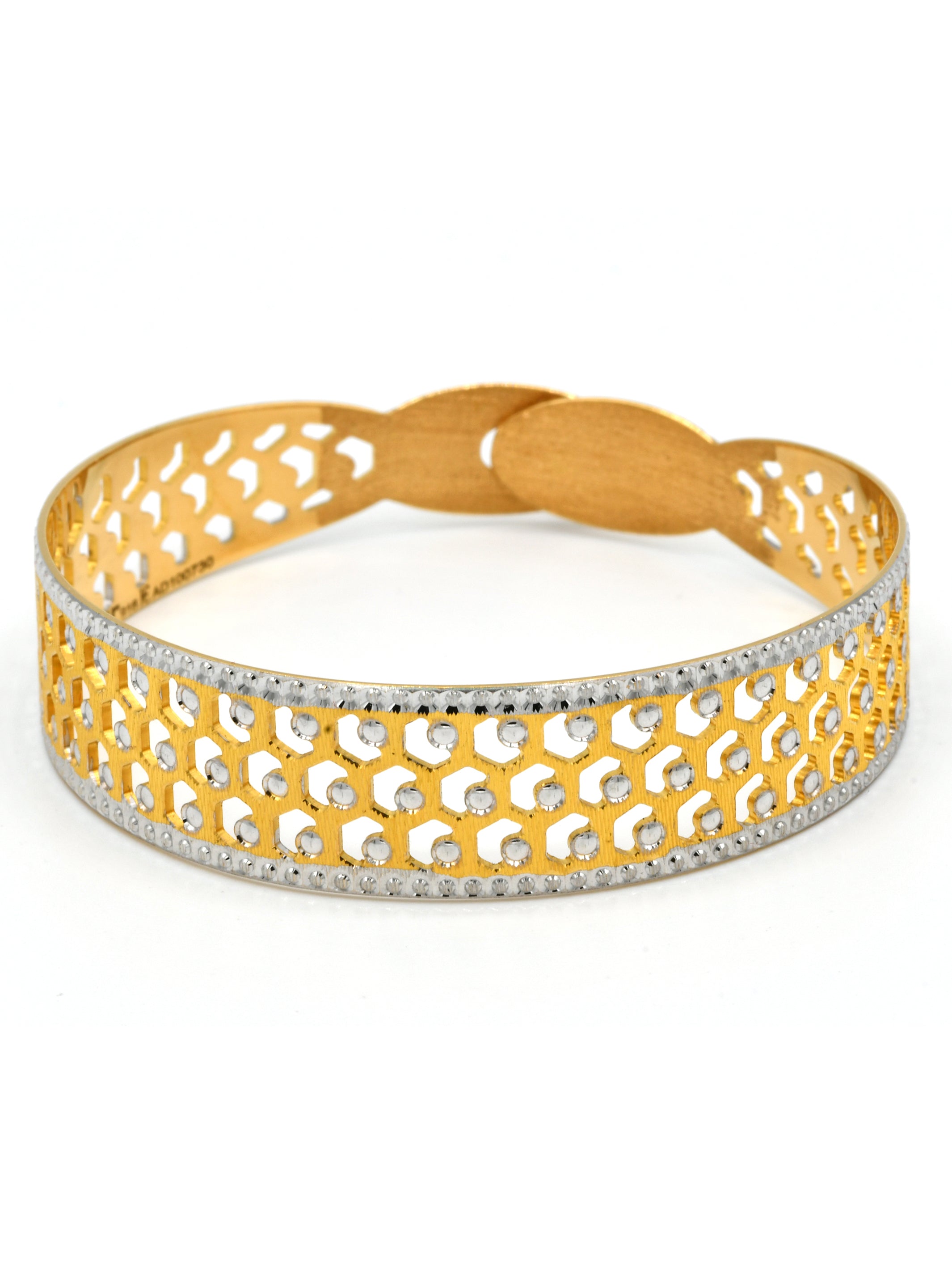 22ct Gold Two Tone 1 Piece Bangle - Roop Darshan
