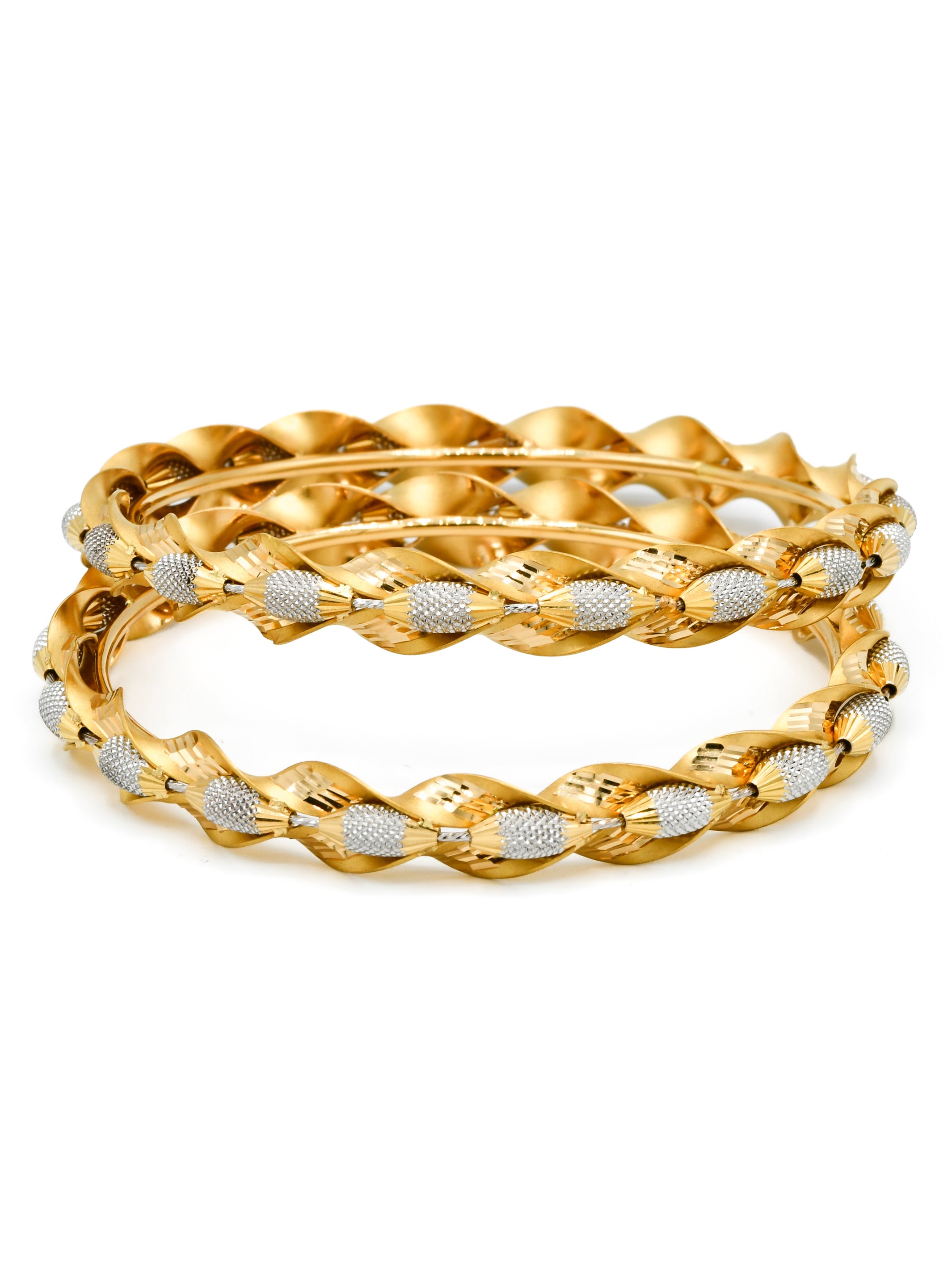 22ct Gold Two Tone Pair Bangle - Roop Darshan
