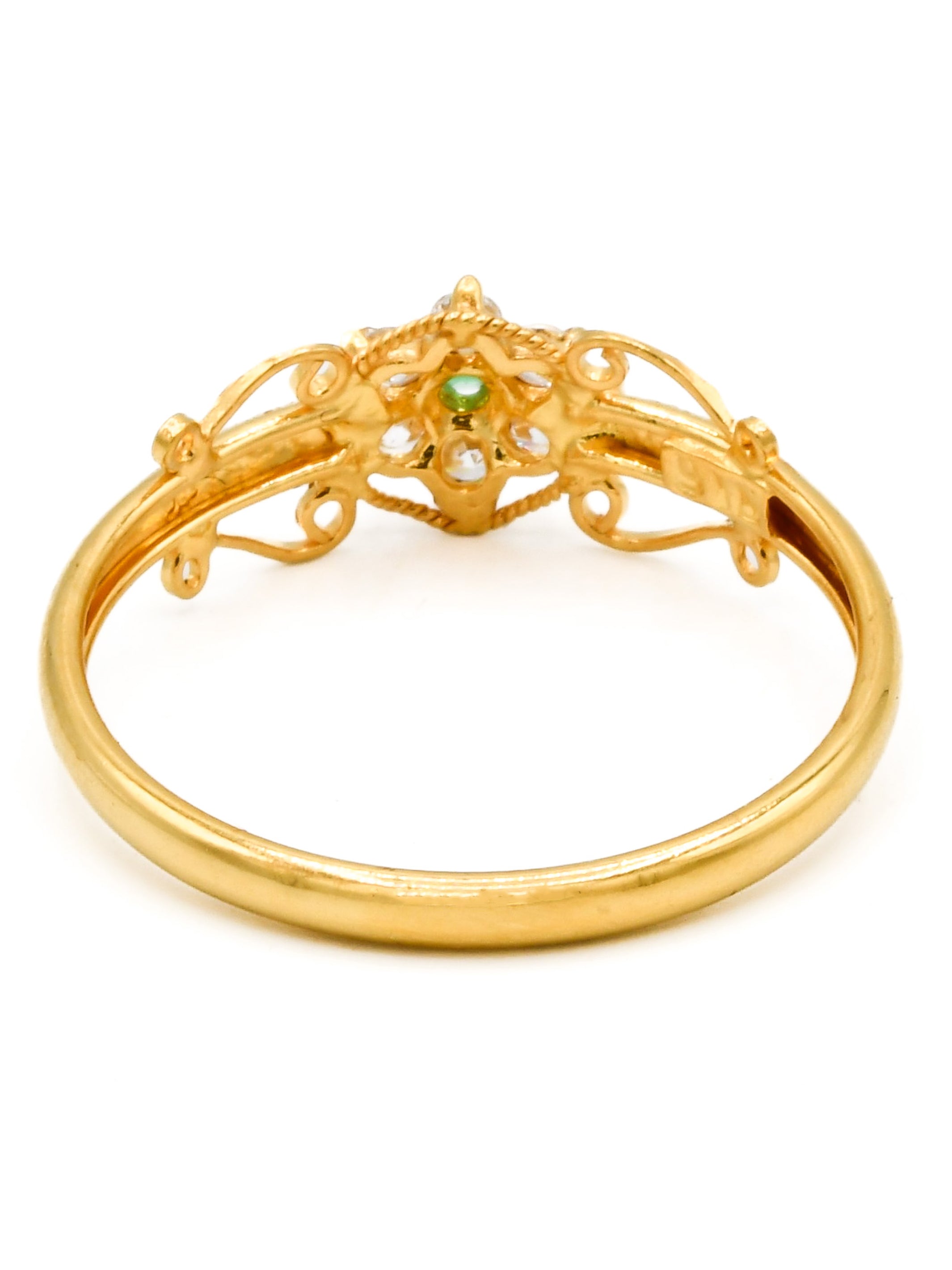 22ct Gold Green CZ Ladies Ring - Roop Darshan