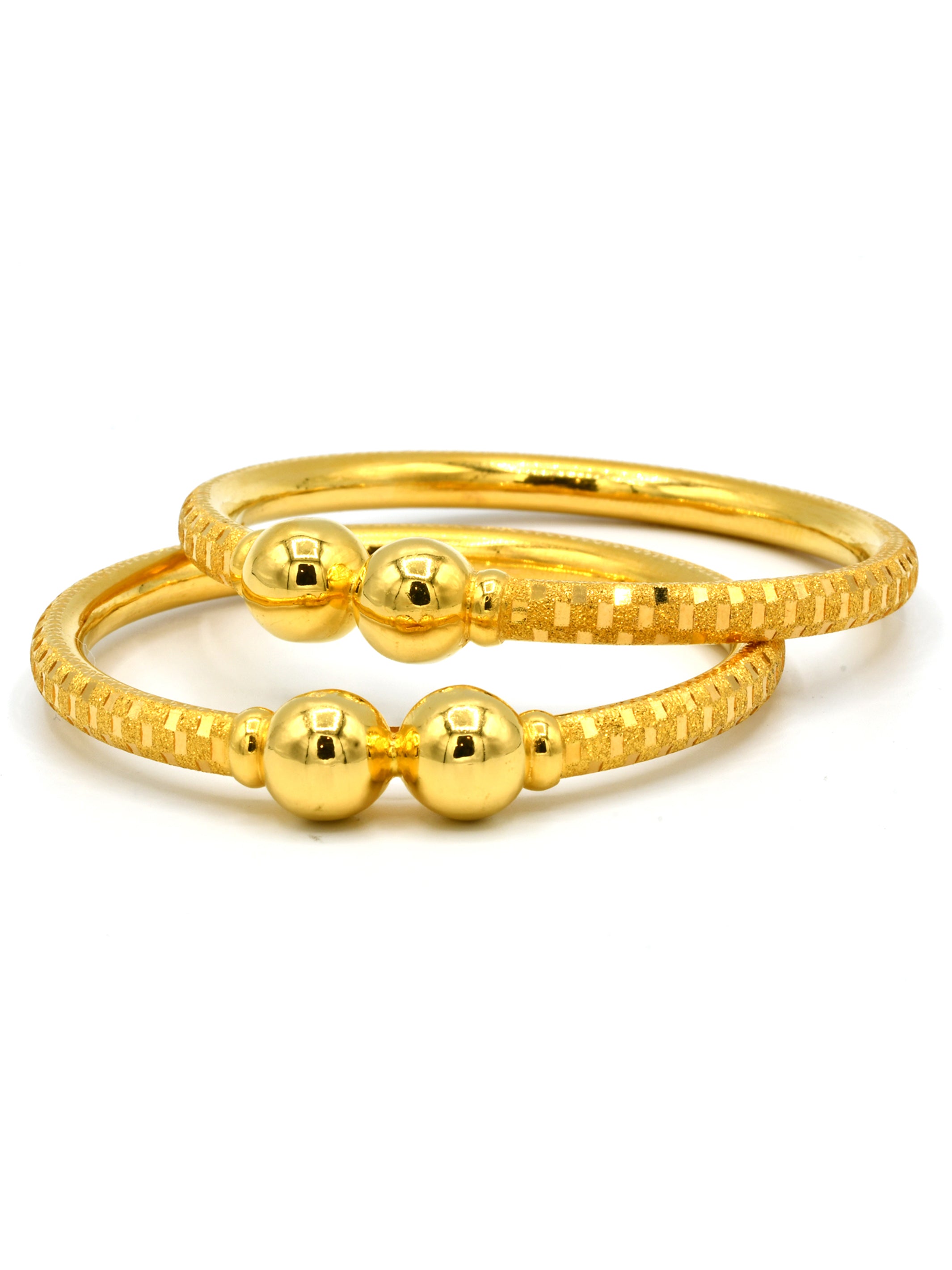 22ct Gold Sand Blast Design 2 Piece Bangles - Roop Darshan