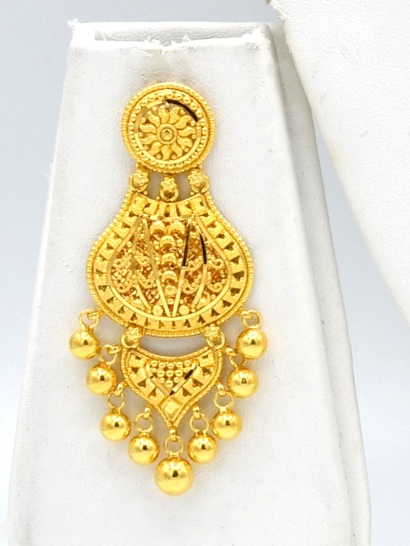 22ct Gold Filigree Long Necklace Set - Roop Darshan