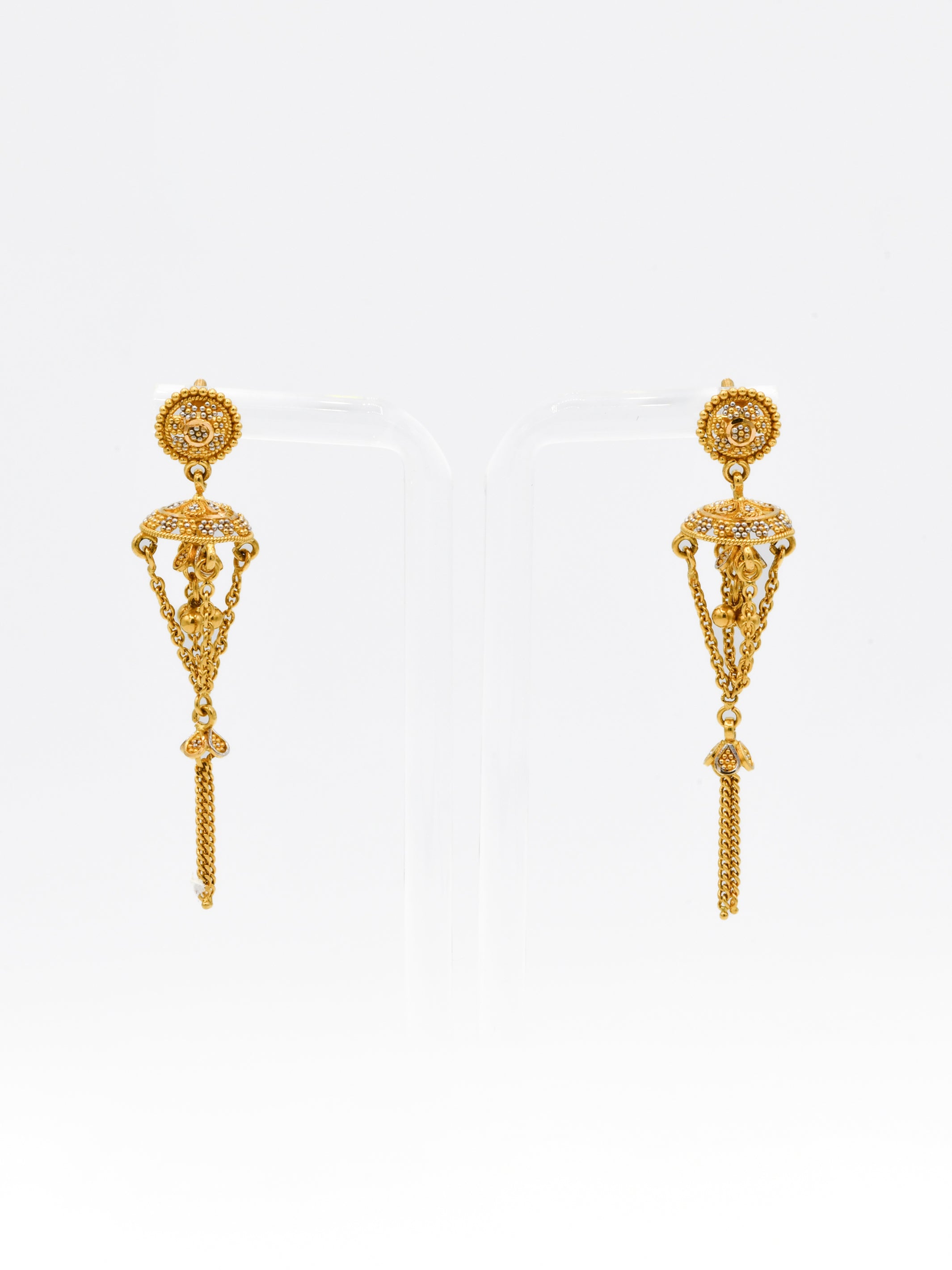 22ct Gold Two Tone Earrings - Roop Darshan