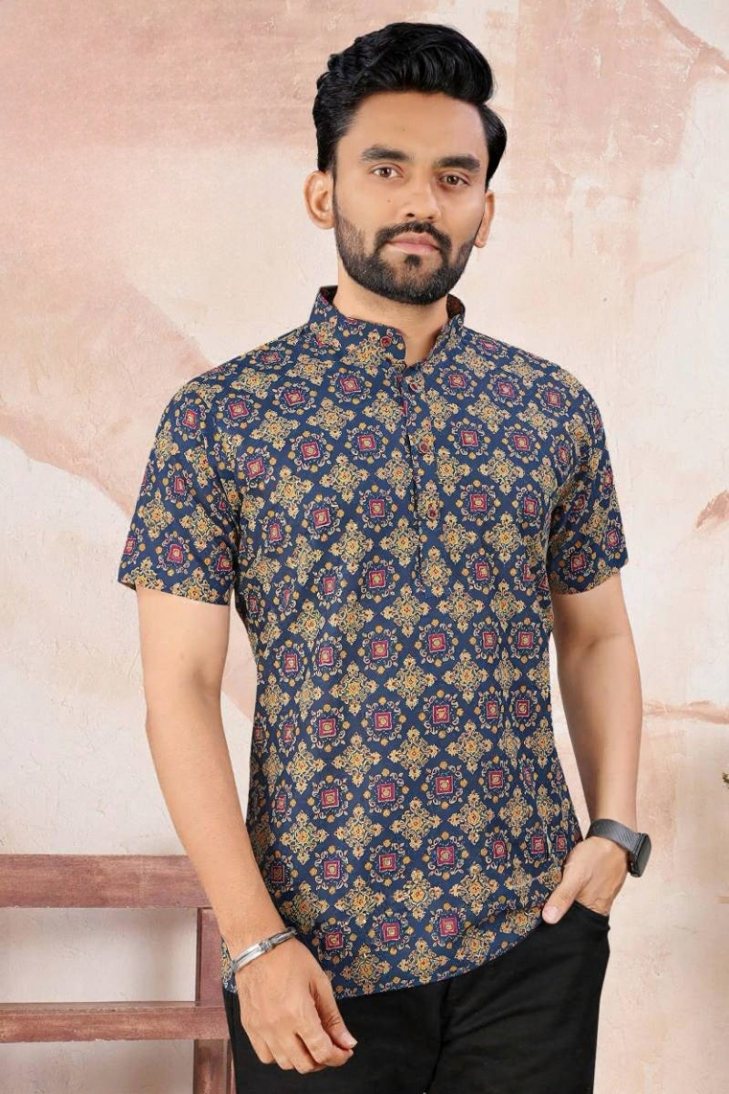 Mens Cotton Printed Kurta