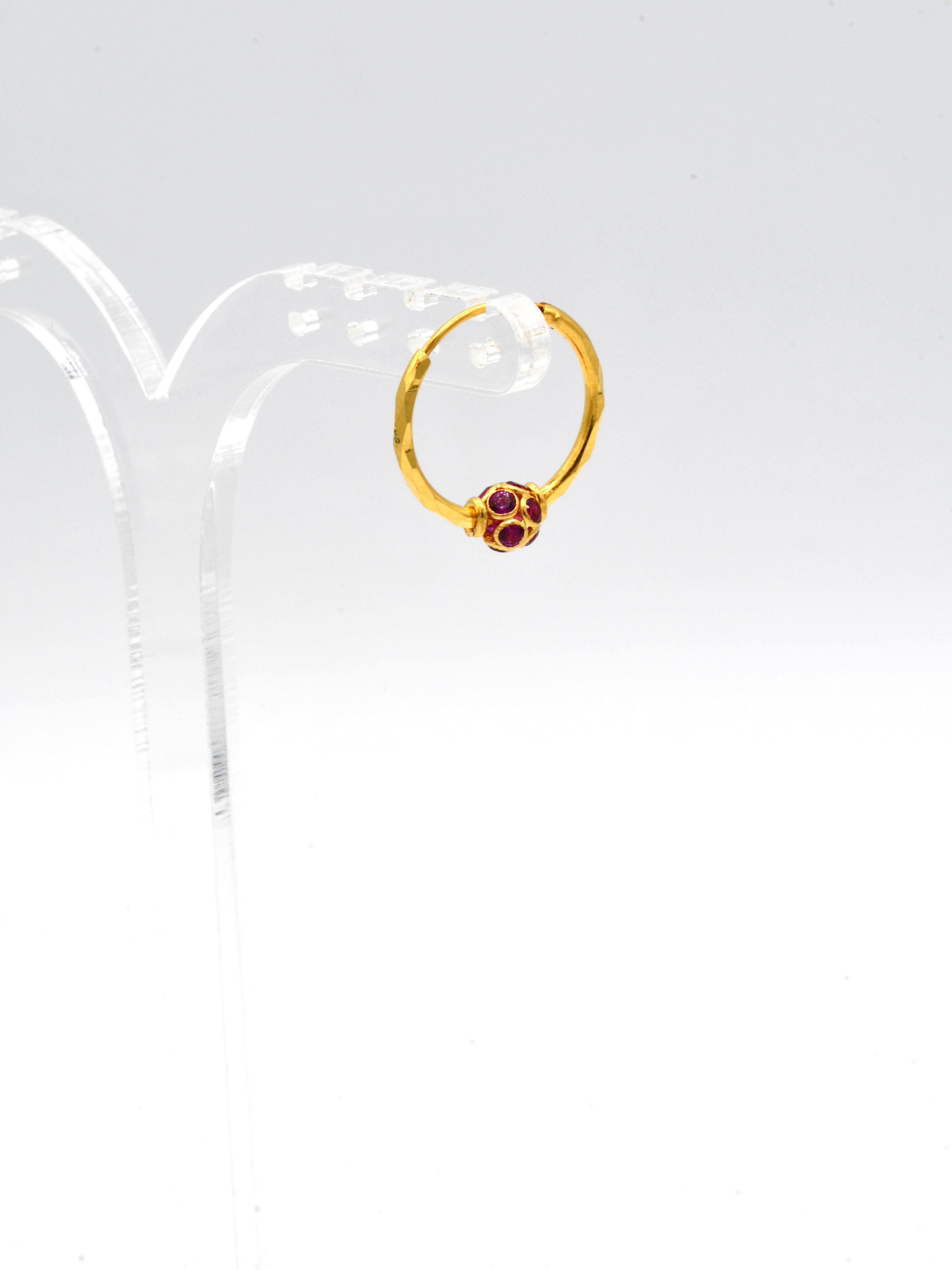 22ct Gold Pink CZ Ball Bali - Roop Darshan