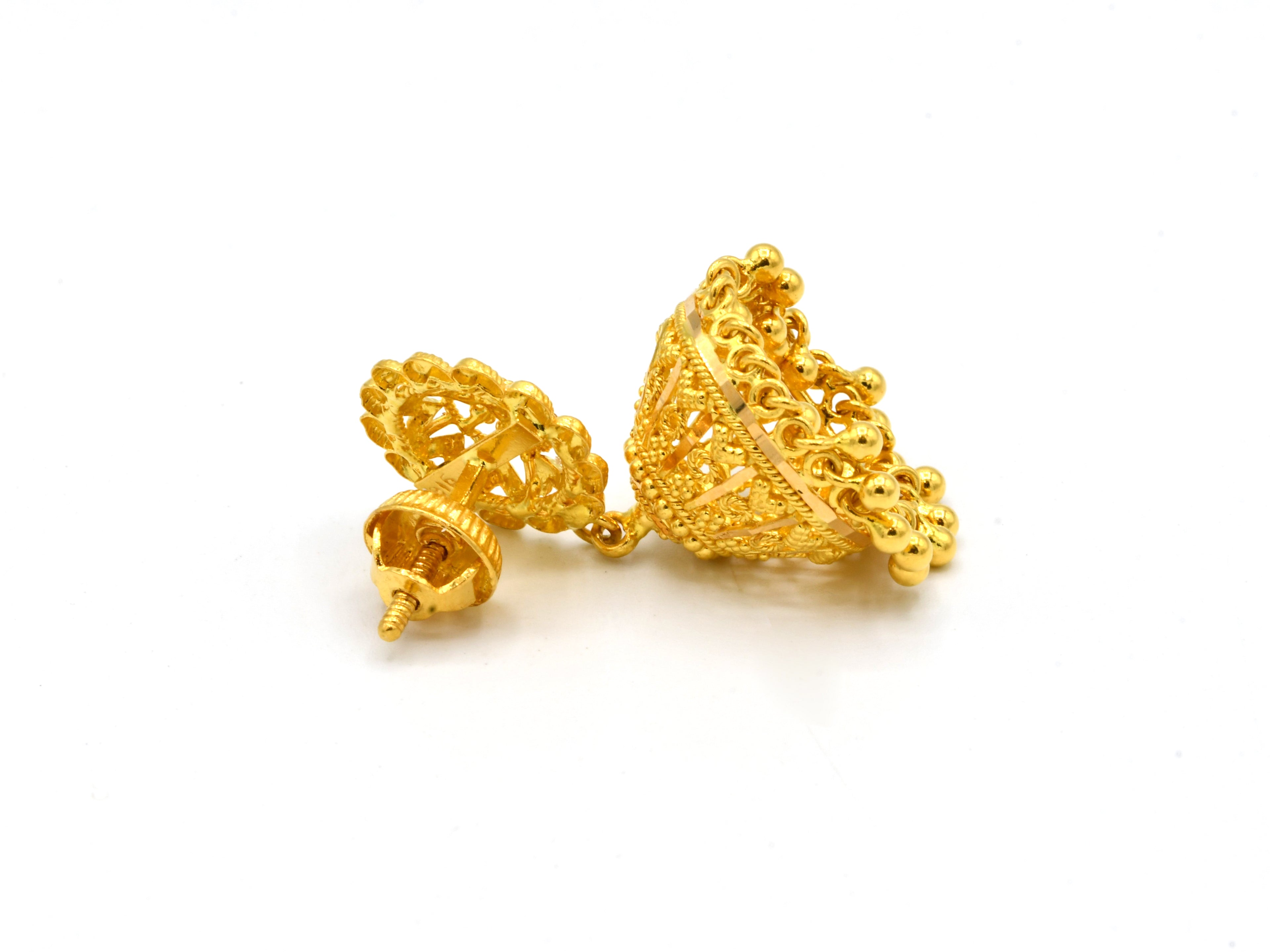 22ct Gold Jhumki Earrings - Roop Darshan