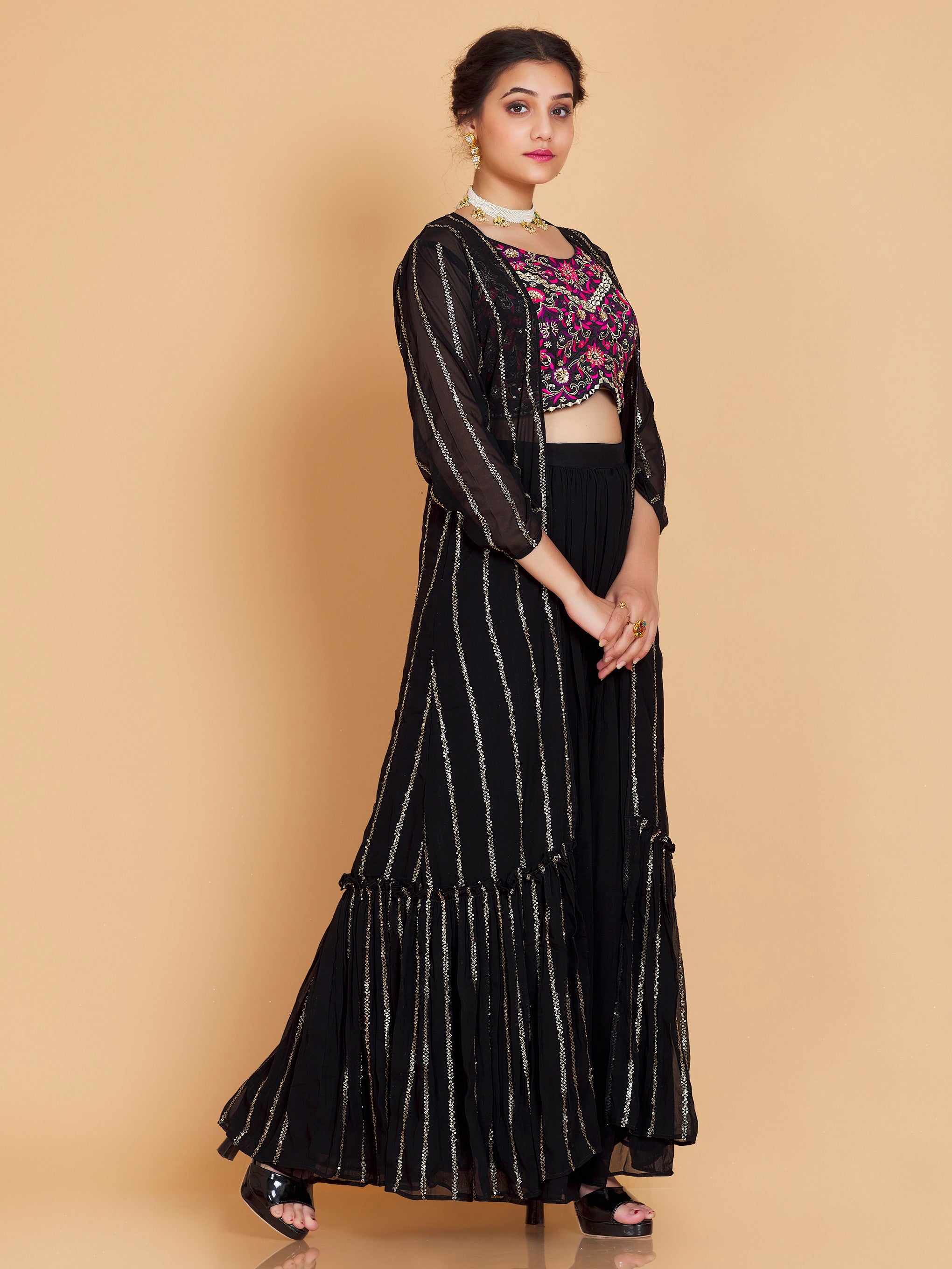 Barsha Short Top Plazzo Suit - Roop Darshan