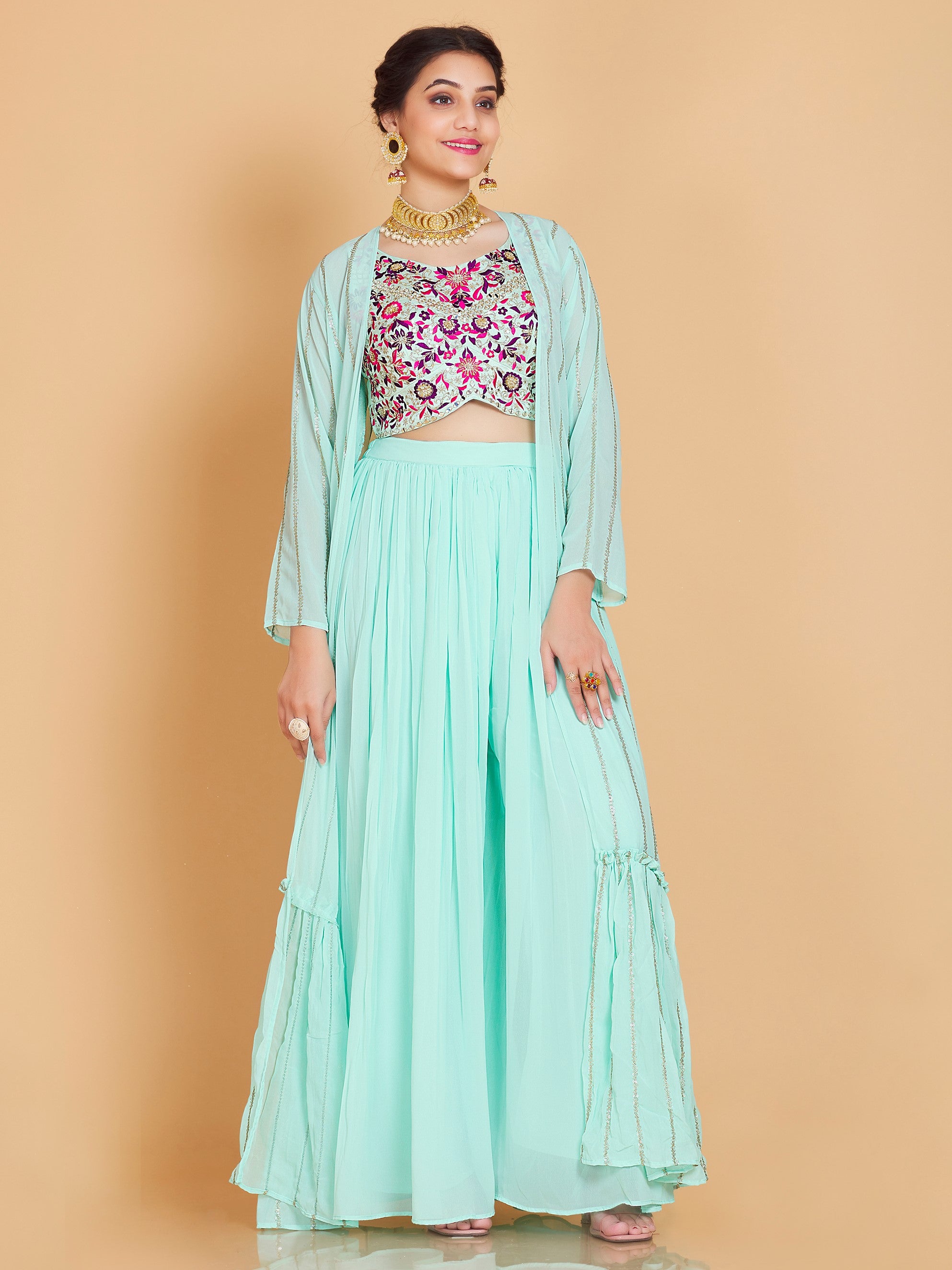 Barsha Short Top Plazzo Suit - Roop Darshan