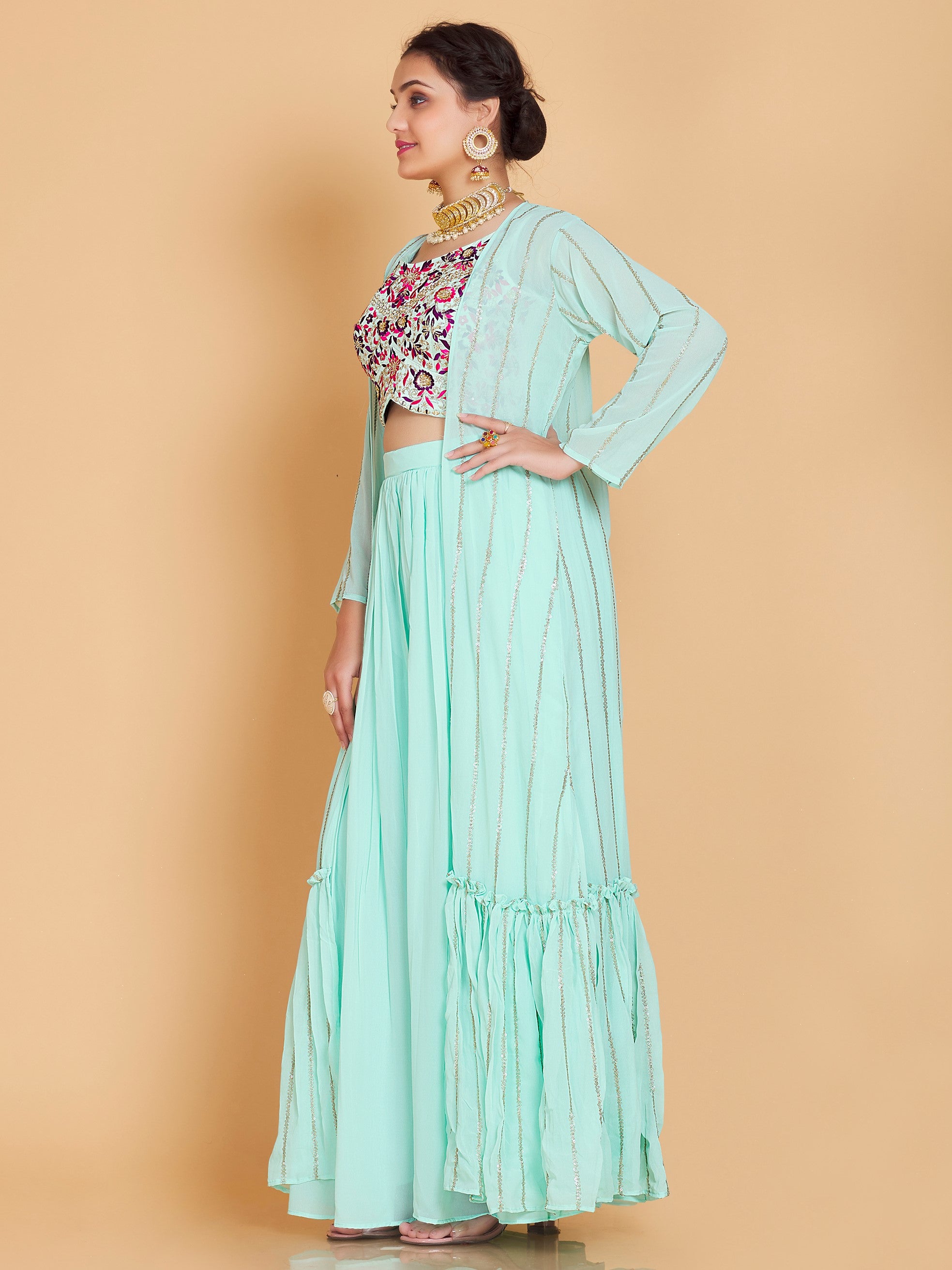 Barsha Short Top Plazzo Suit - Roop Darshan