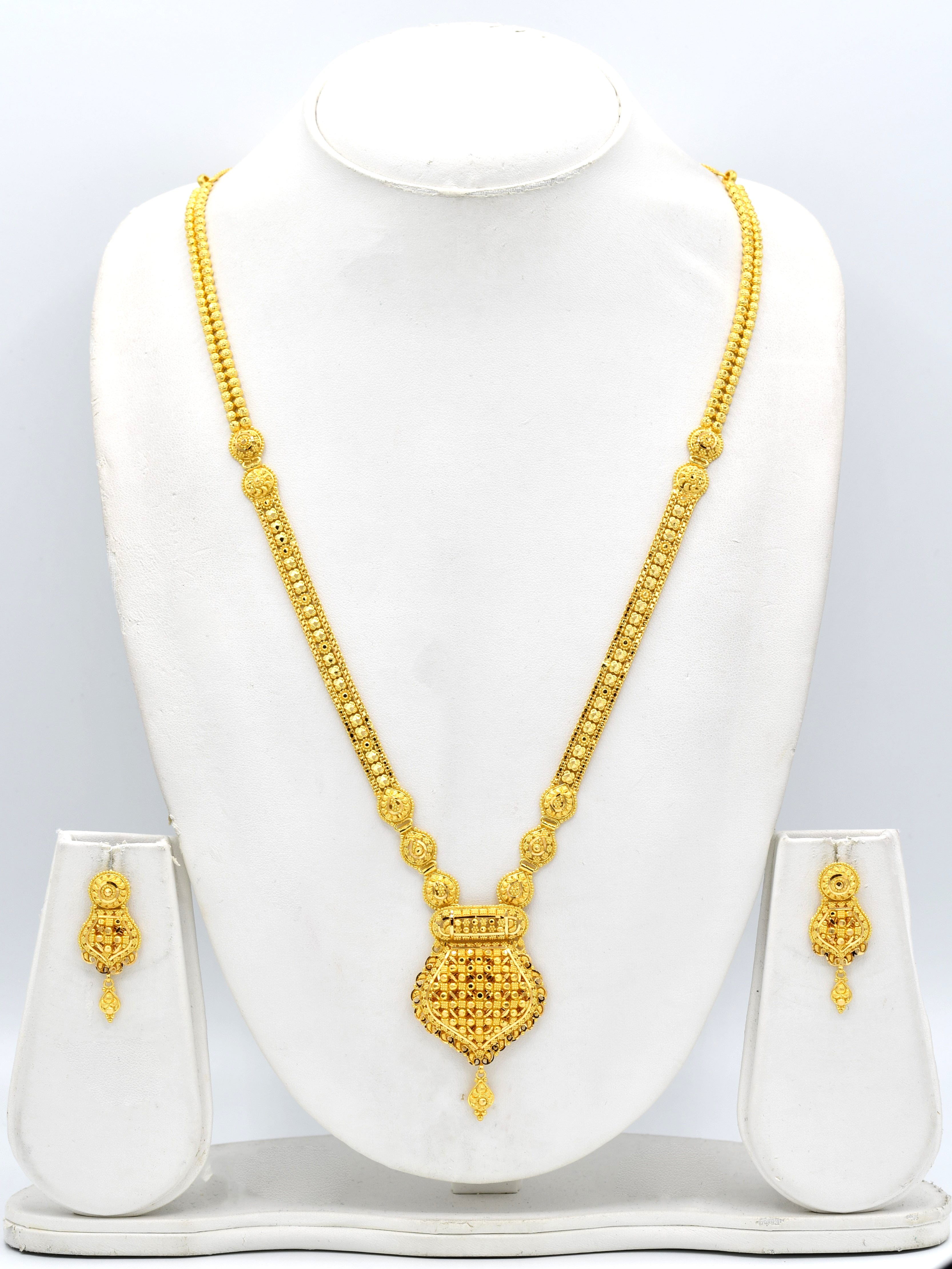 22ct Gold Long Necklace Set - Roop Darshan