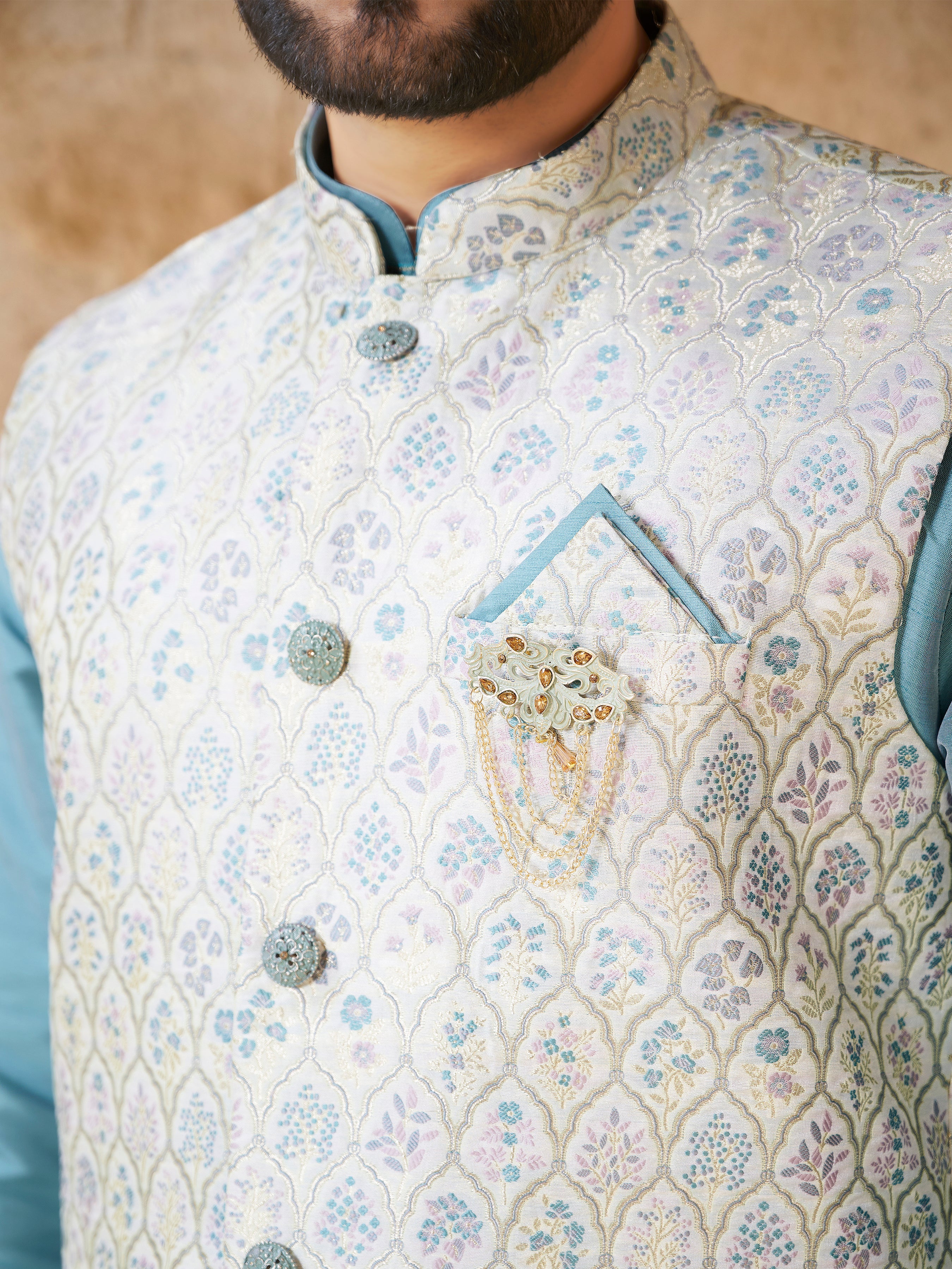 Mens Kurta Set With Jacket - Roop Darshan
