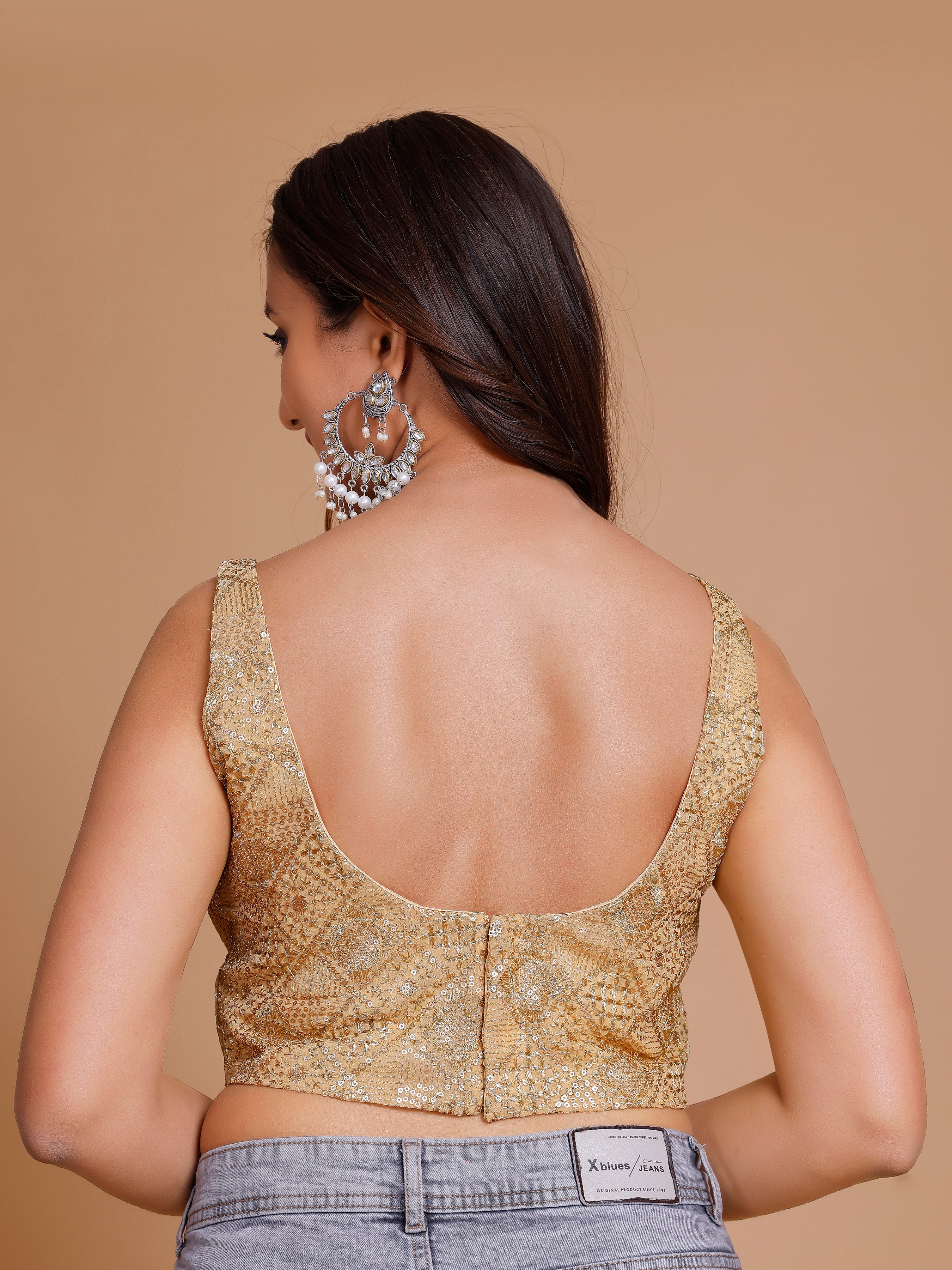 Georgette Embroidered Tiki Work Blouse - Roop Darshan