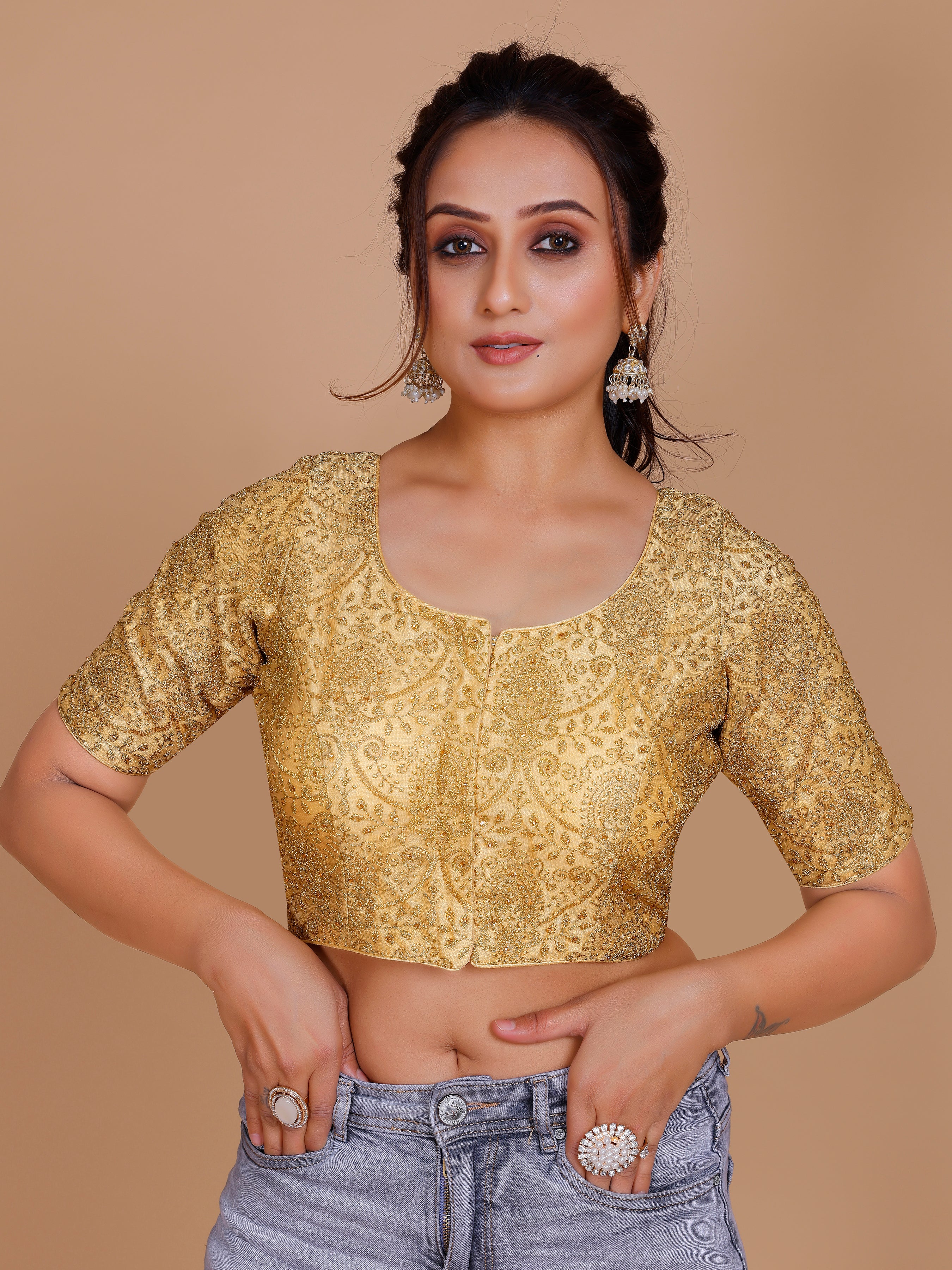 Net Embroidered Stone Work Blouse - Roop Darshan