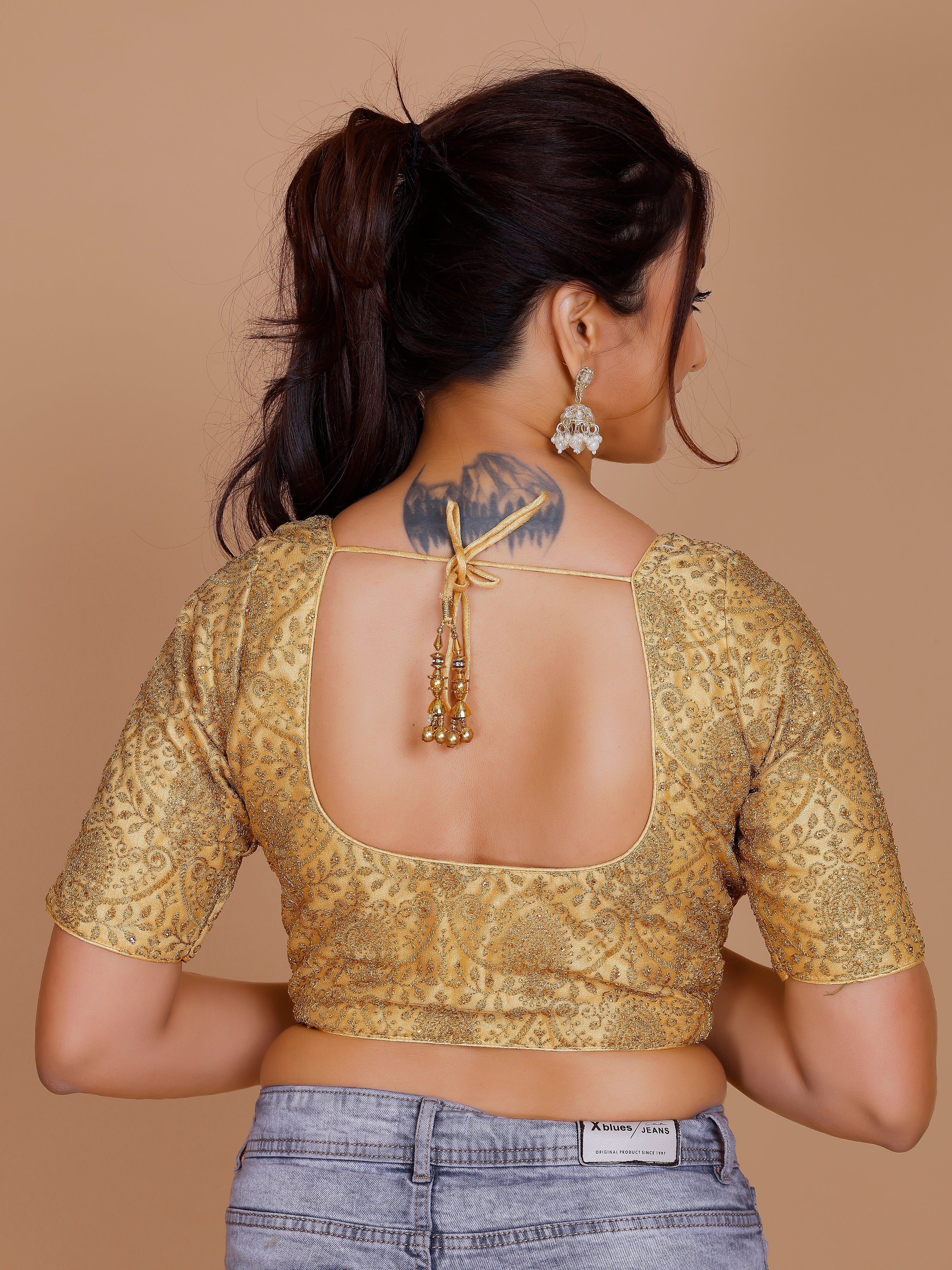 Net Embroidered Stone Work Blouse - Roop Darshan