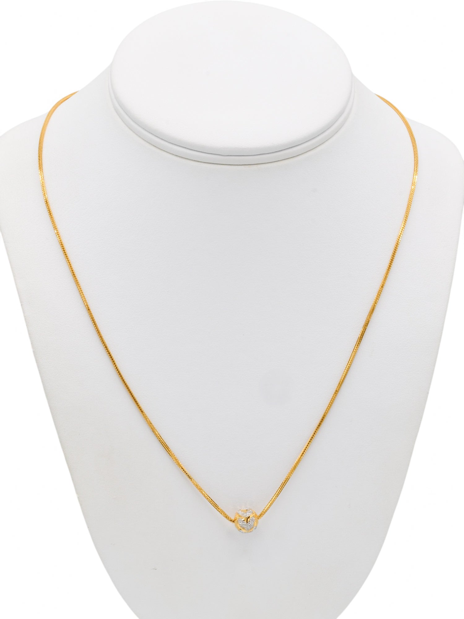22ct Gold Two Tone Ball Fancy Chain - Roop Darshan