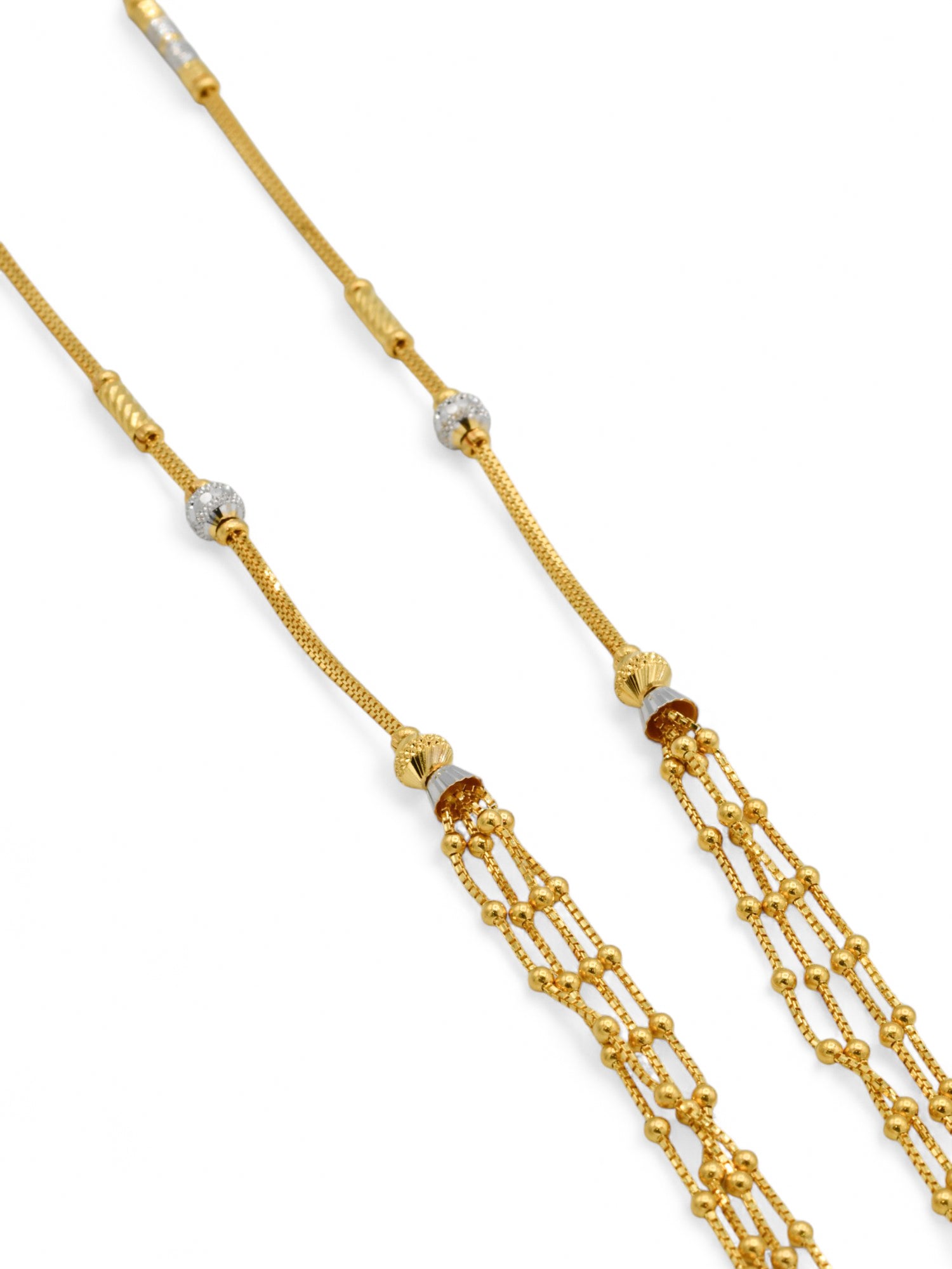 22ct Gold Ball 4 Row Fancy Chain - Roop Darshan