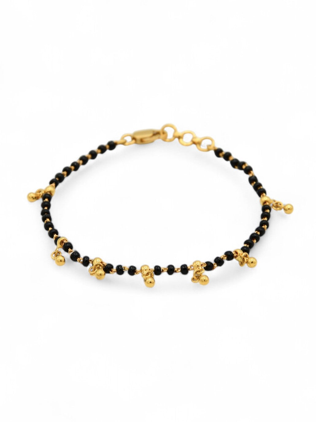 22ct Gold Ball Black Beads Ladies Bracelet - Roop Darshan
