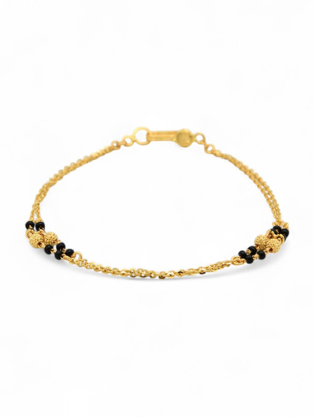 22ct Gold Black Beads Ladies Bracelet - Roop Darshan