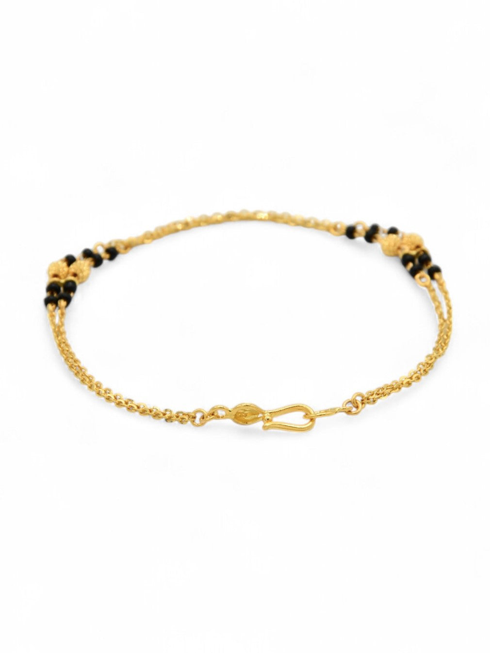 22ct Gold Black Beads Ladies Bracelet - Roop Darshan