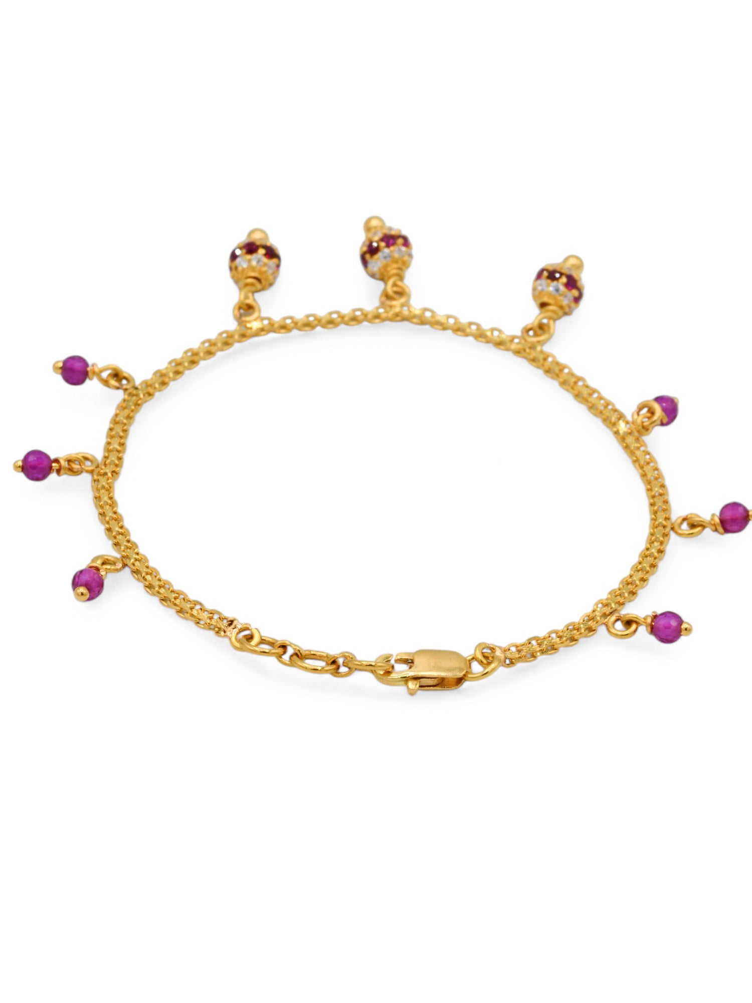 22ct Gold CZ Ball Charms Ladies Bracelet - Roop Darshan