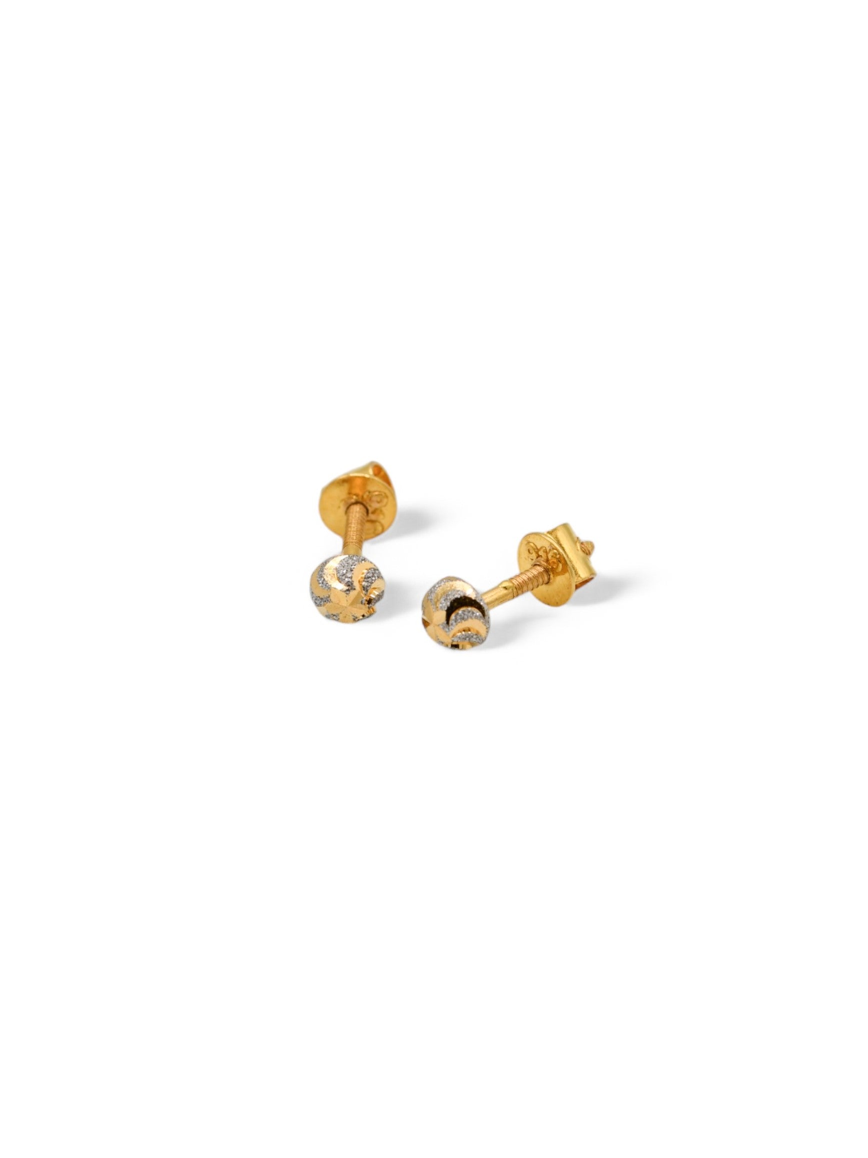 22ct Gold Two Tone Stud Earrings - Roop Darshan