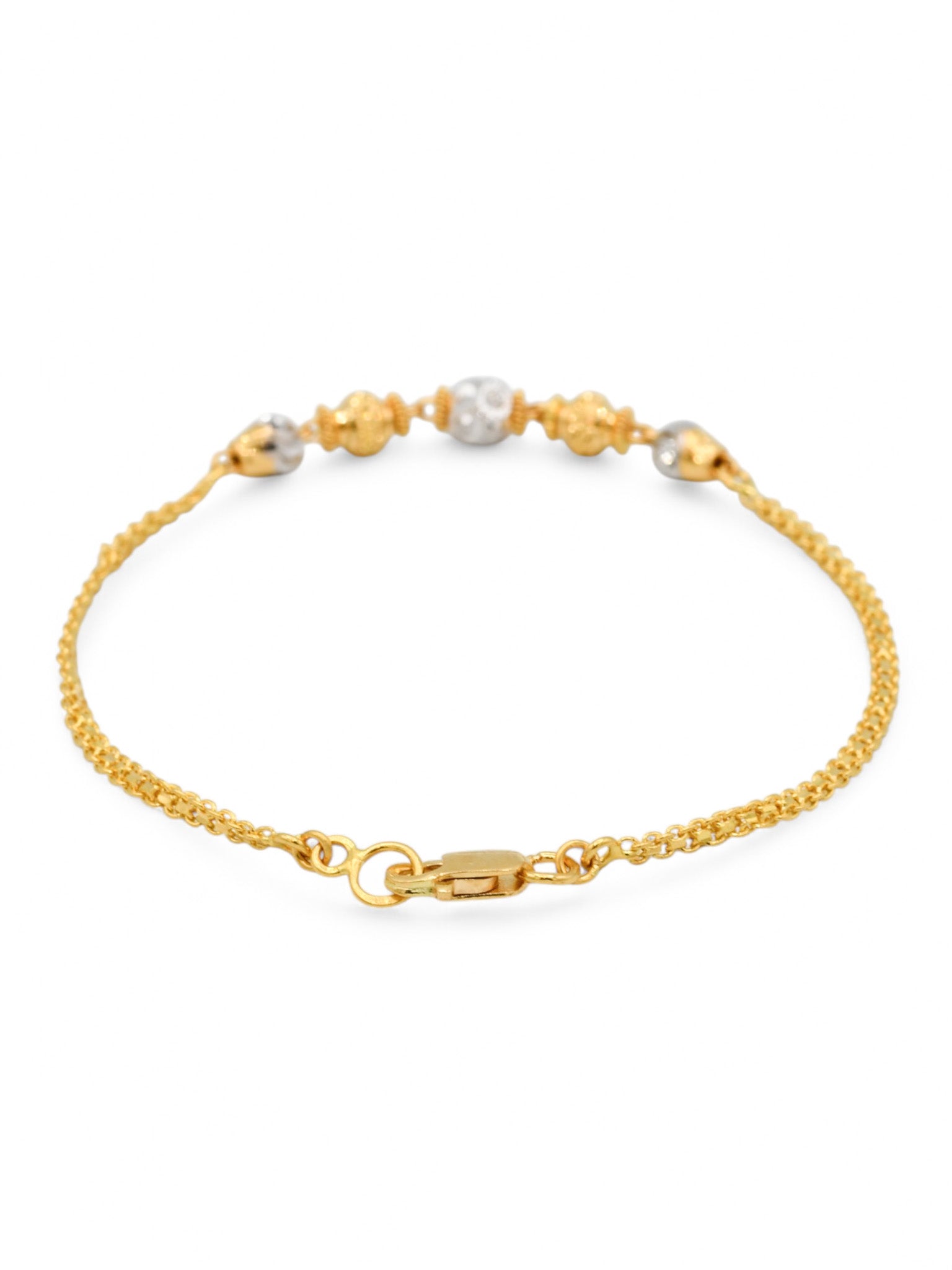 22ct Gold Two Tone Ball Ladies Bracelet - Roop Darshan