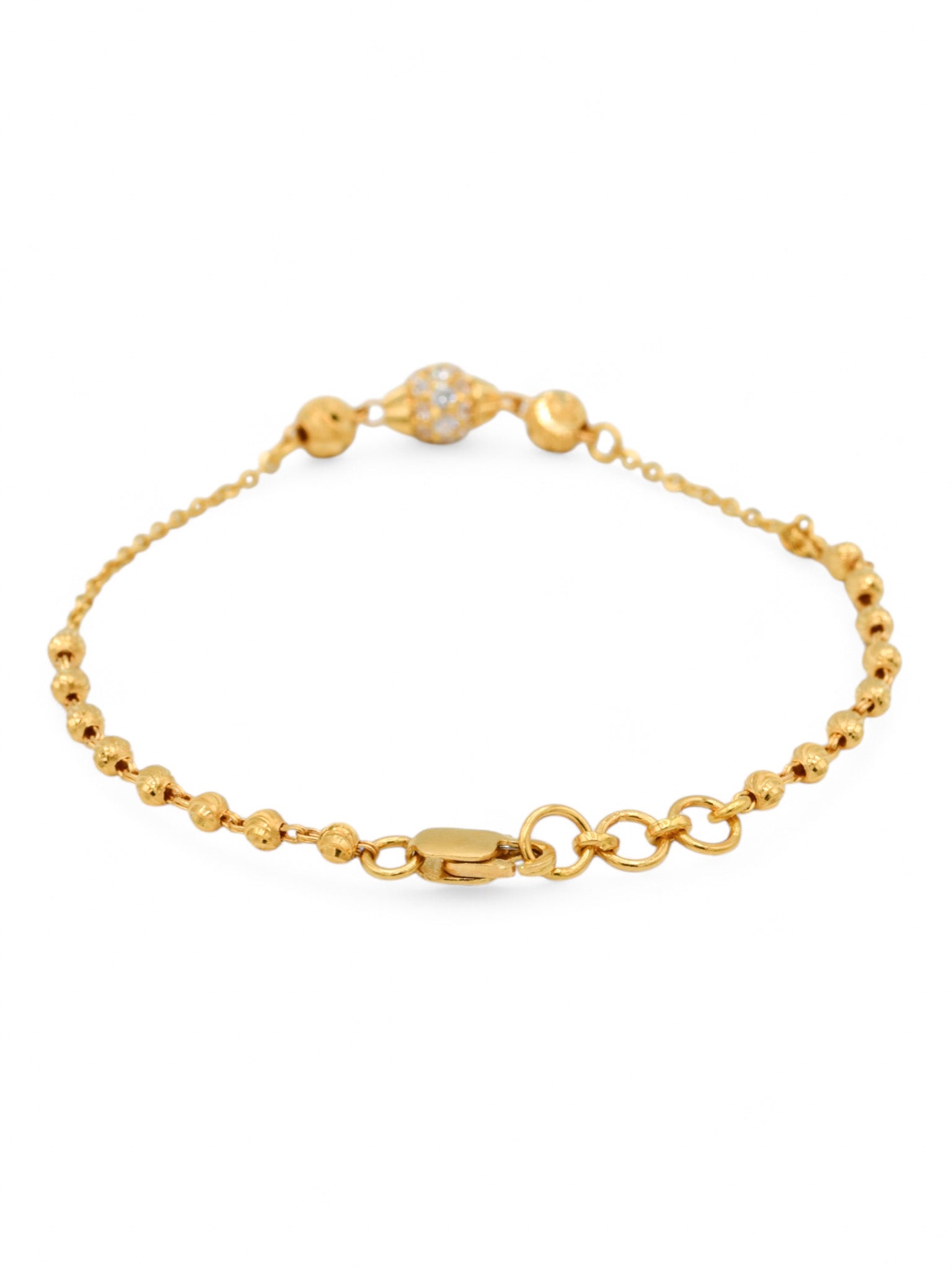22ct Gold CZ Ball Ladies Bracelet - Roop Darshan