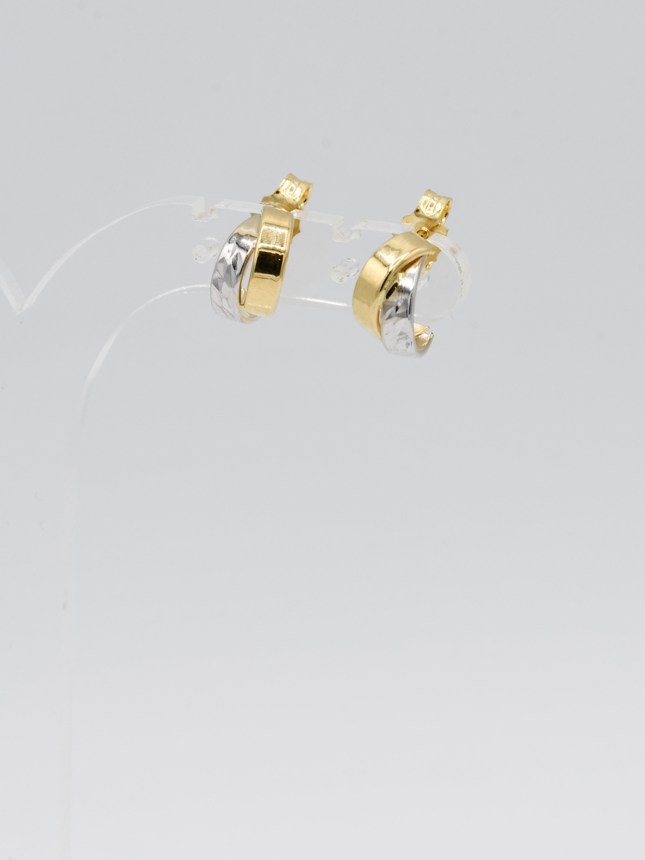18ct Gold Two Tone Stud Earrings - Roop Darshan