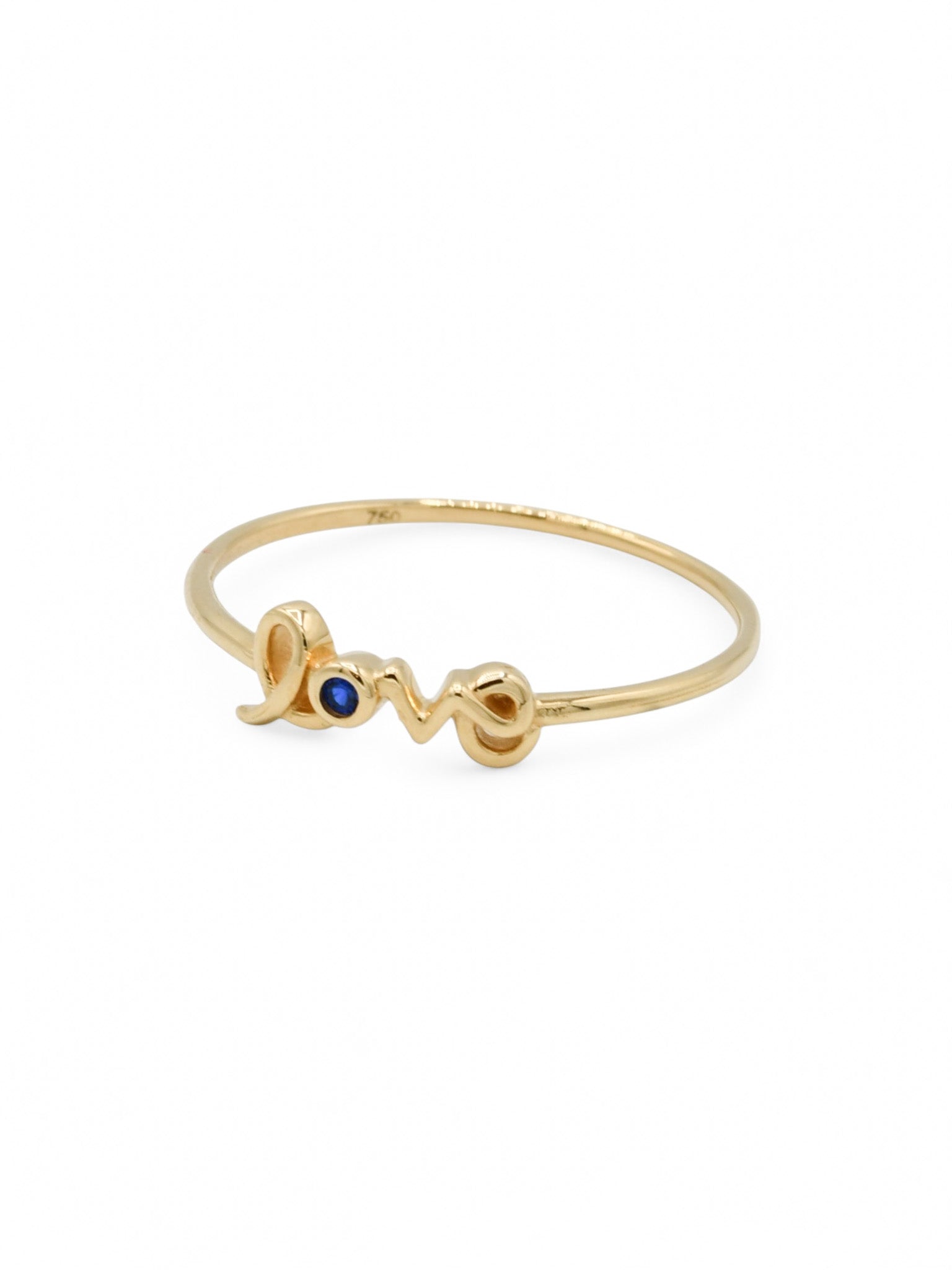 18ct Gold Love Blue CZ Ladies Ring - Roop Darshan