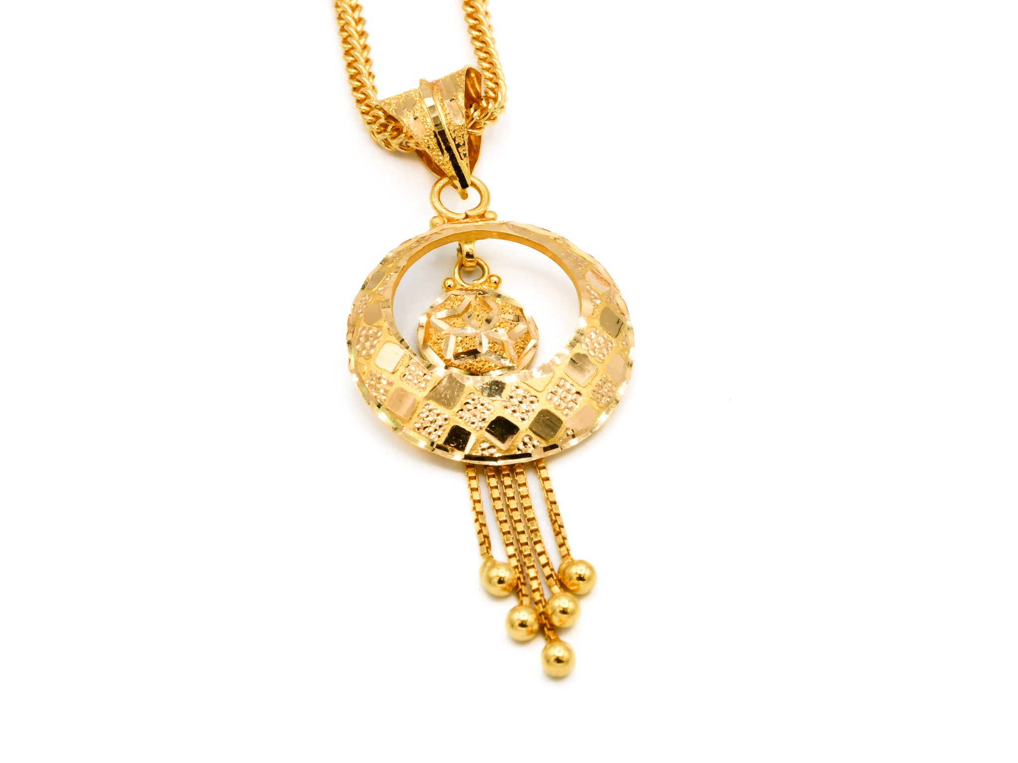 22ct Gold Pendant Earrings Set - Roop Darshan