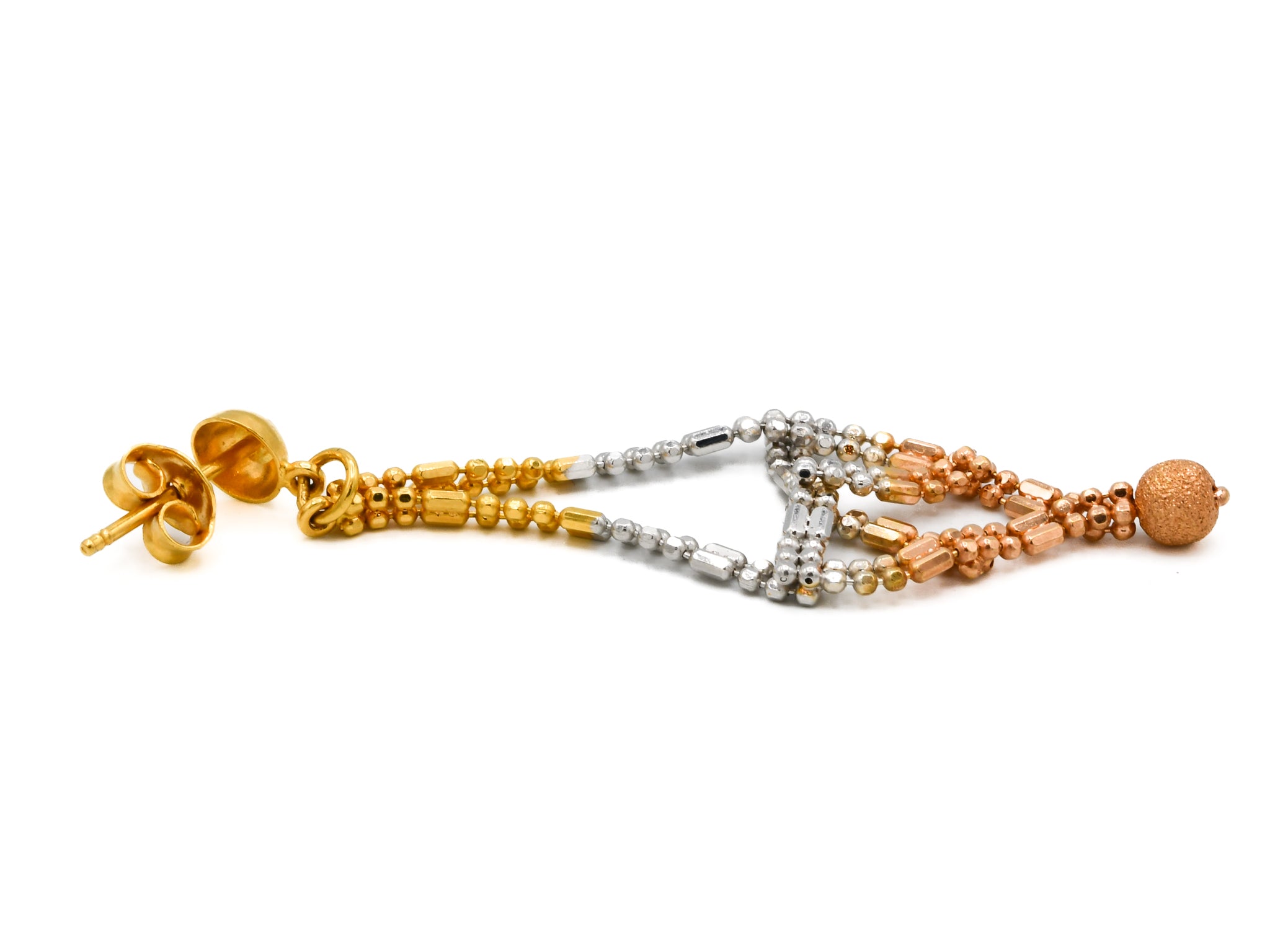 22ct Gold Three Tone Earrings - Roop Darshan