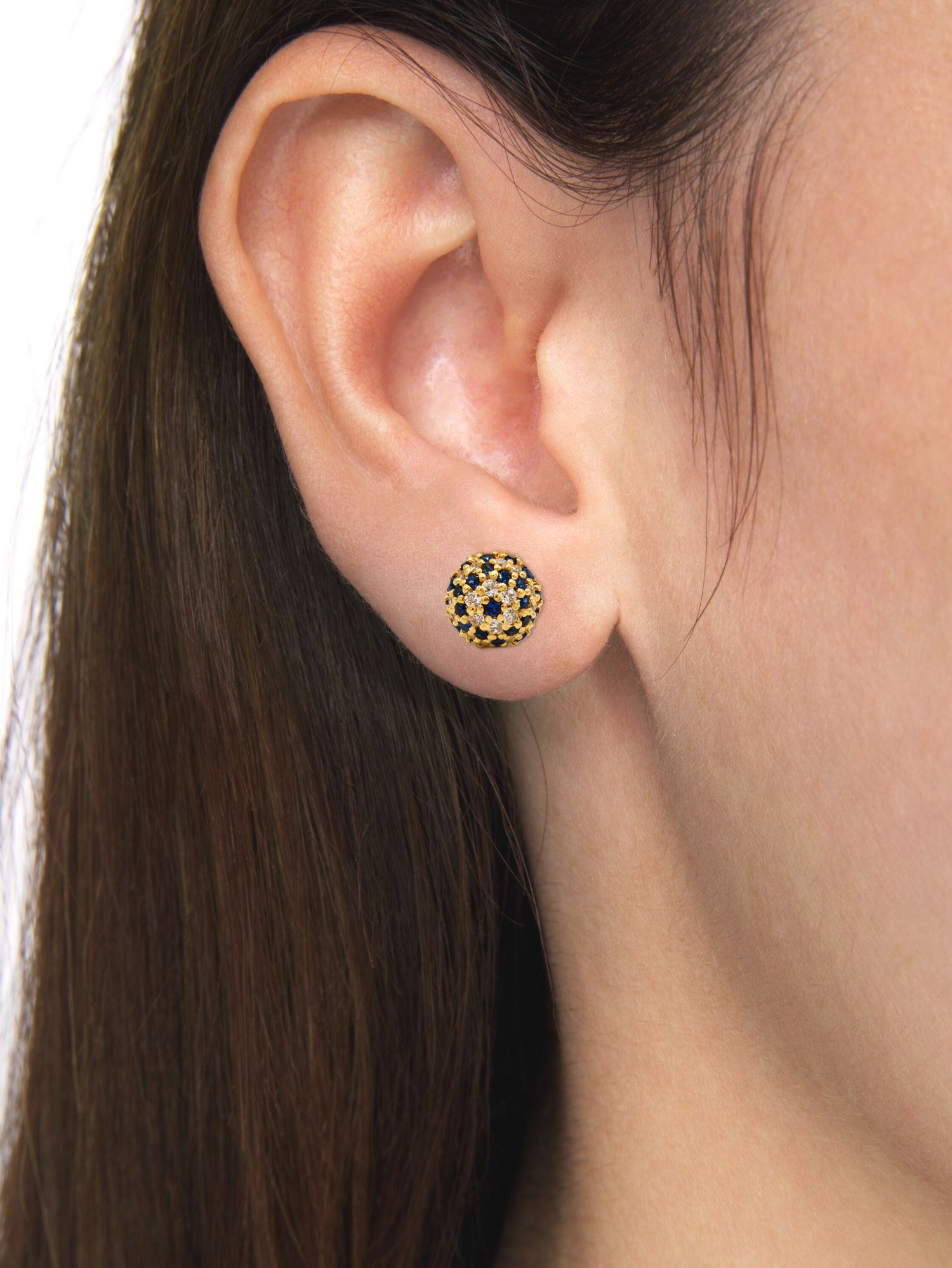 22ct Gold Blue CZ Stud Earrings - Roop Darshan