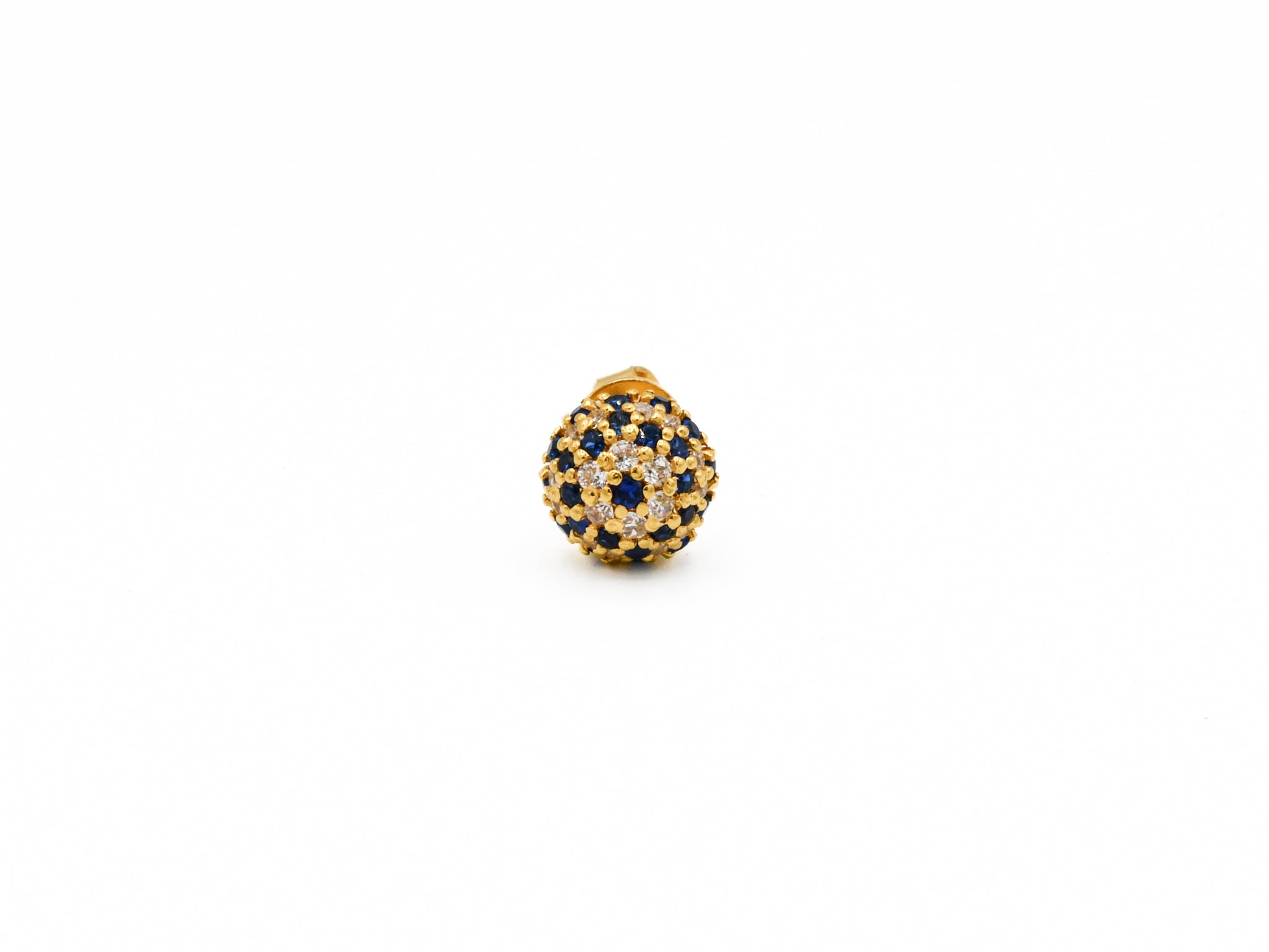 22ct Gold Blue CZ Stud Earrings - Roop Darshan