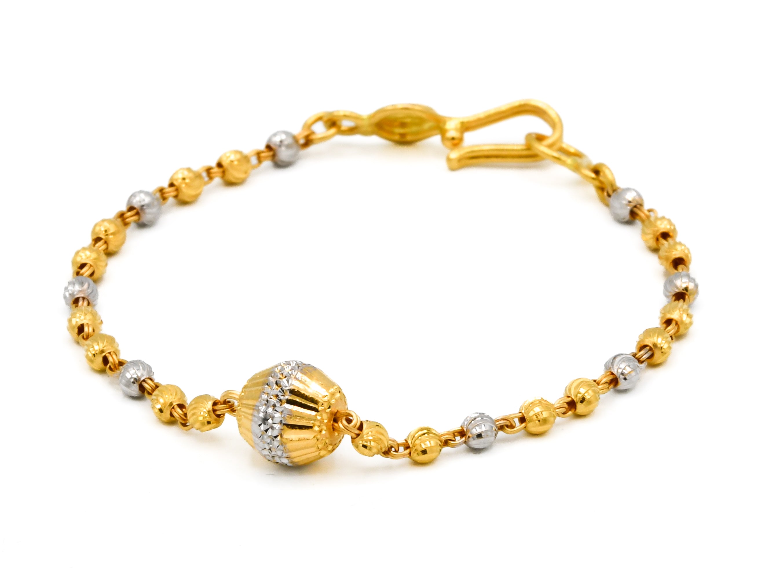 22ct Gold Two Tone Ball 1 PC Baby Bracelet - Roop Darshan