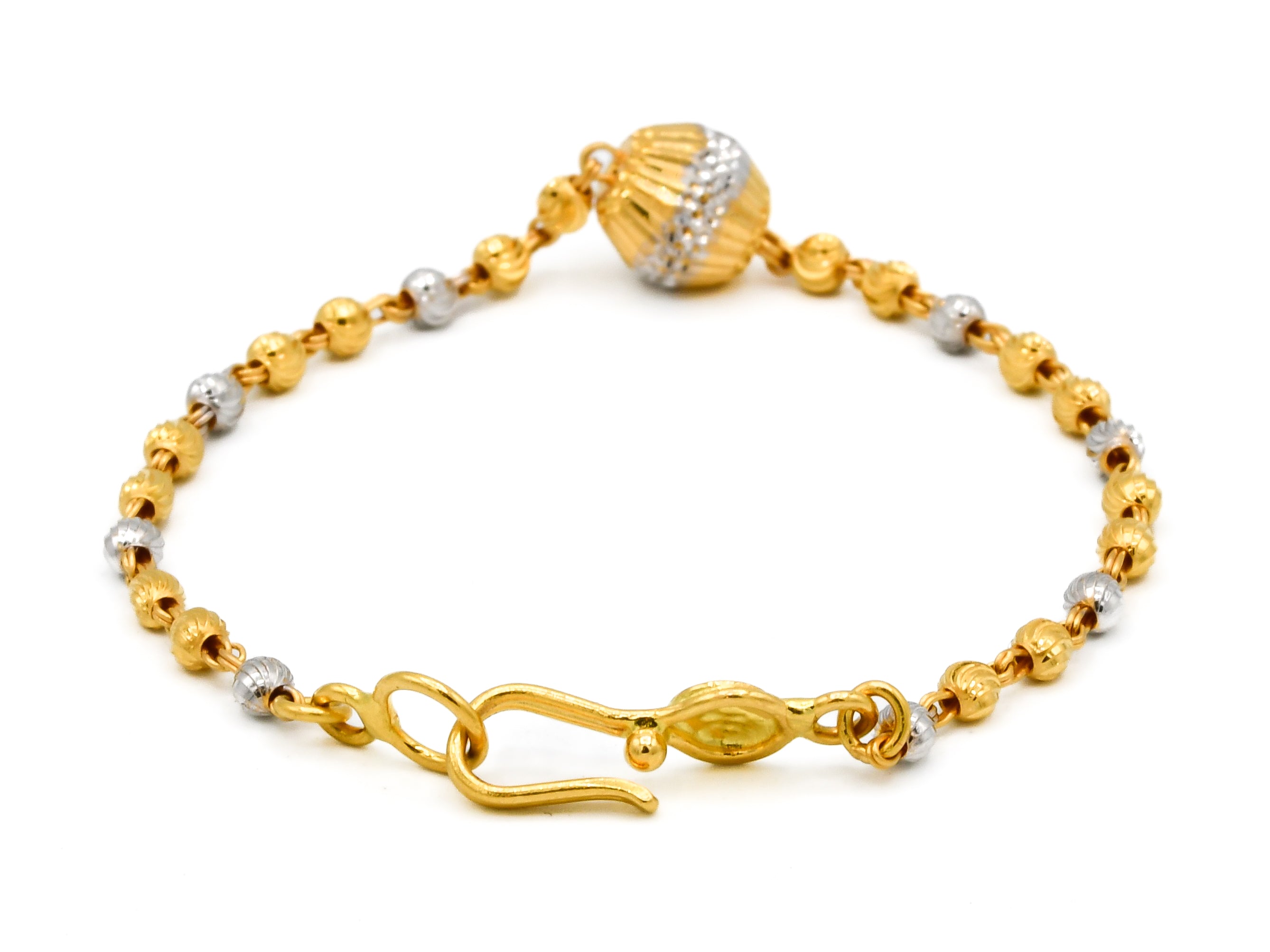 22ct Gold Two Tone Ball 1 PC Baby Bracelet - Roop Darshan