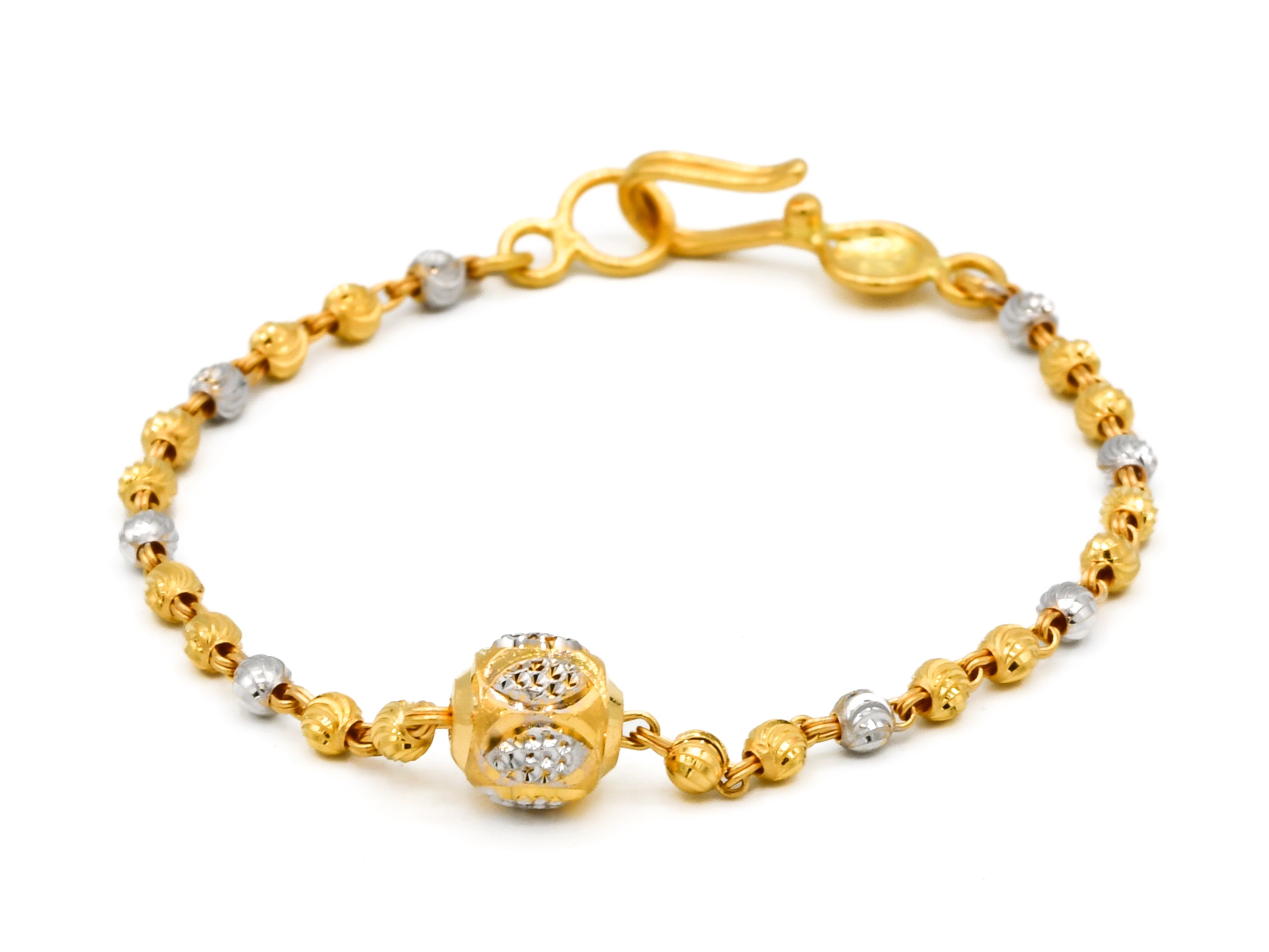 22ct Gold Two Tone Ball 1 PC Baby Bracelet - Roop Darshan