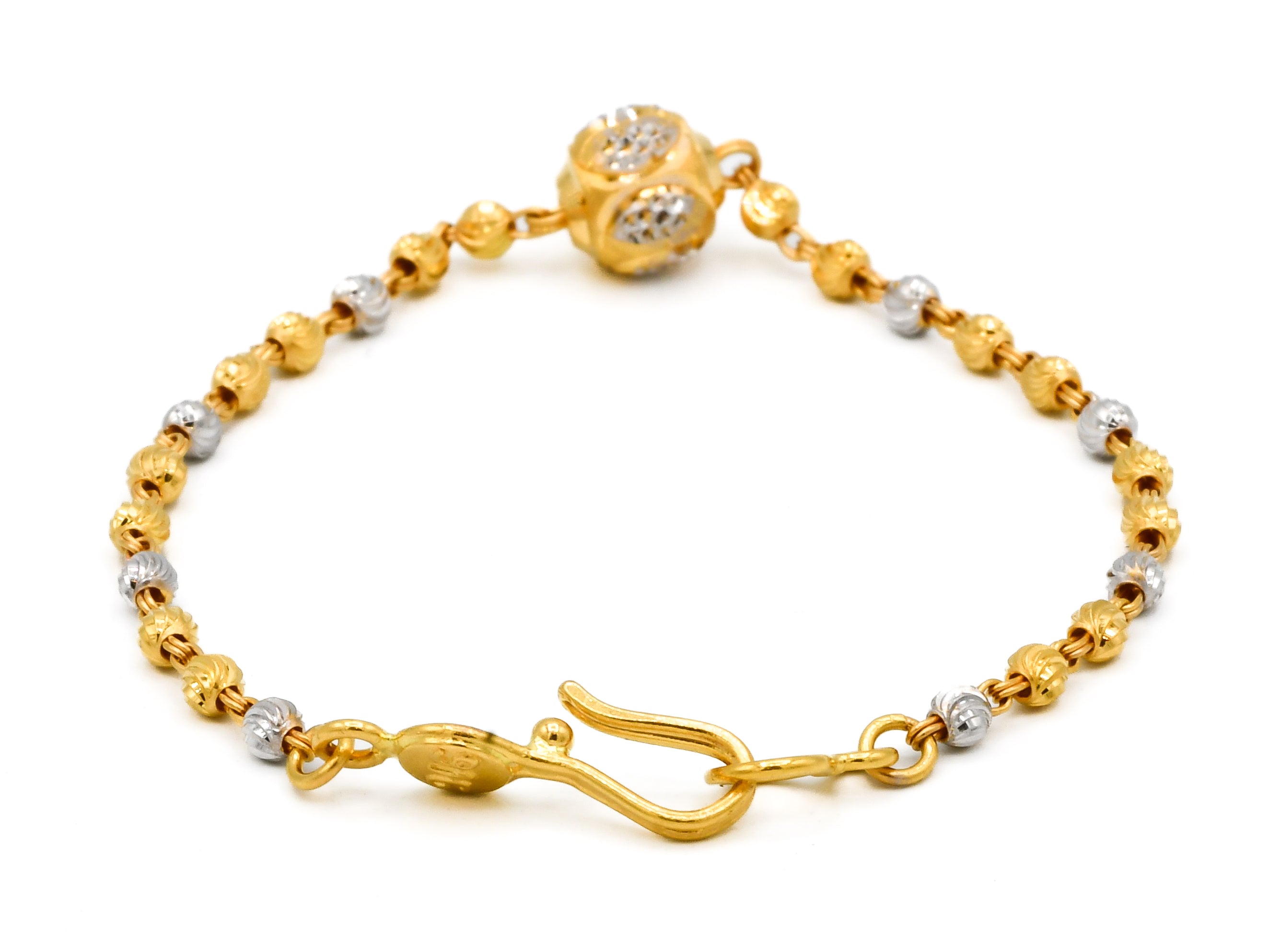 22ct Gold Two Tone Ball 1 PC Baby Bracelet - Roop Darshan