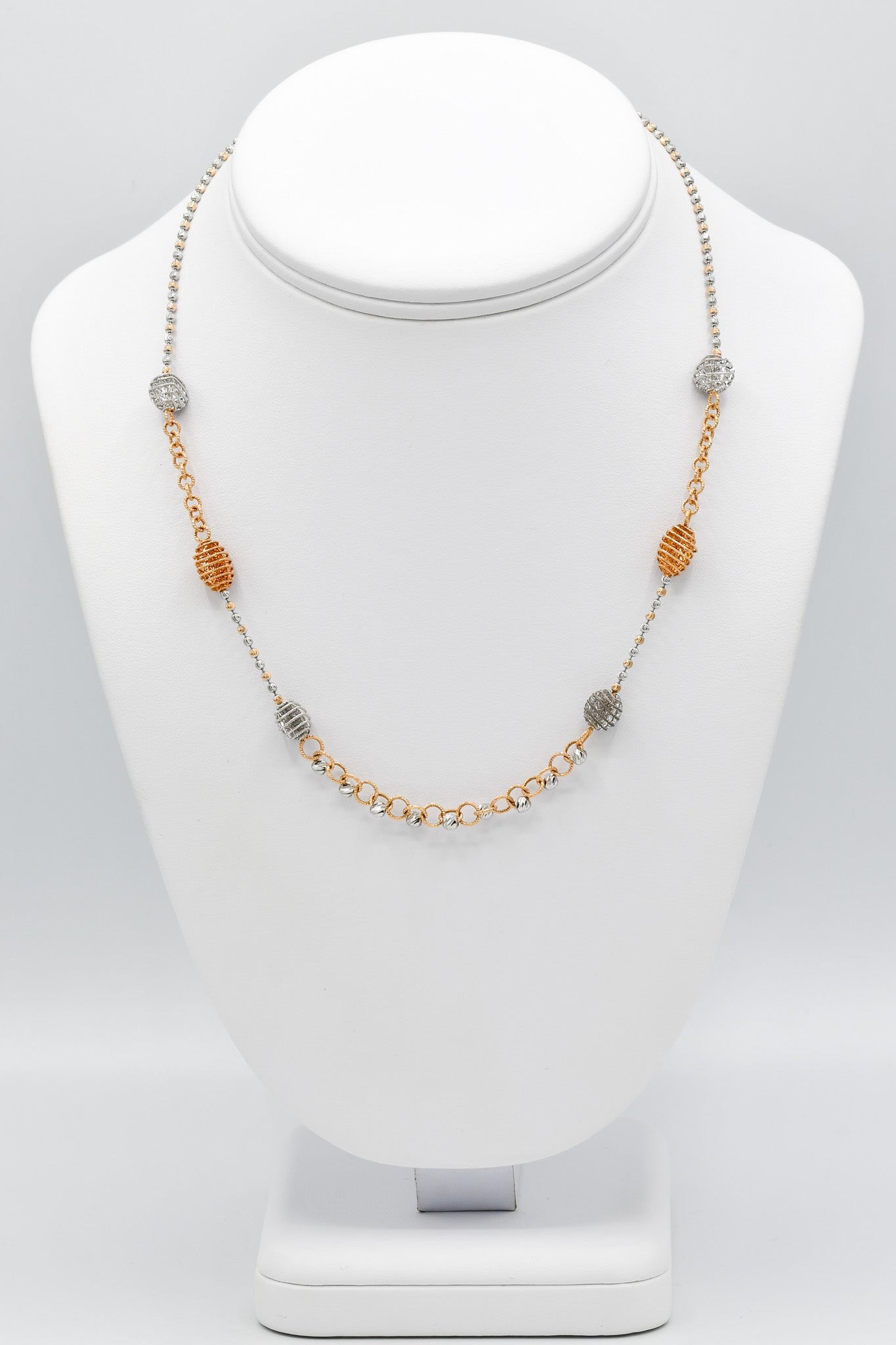 18ct Rose Gold Two Tone Fancy Chain - Roop Darshan