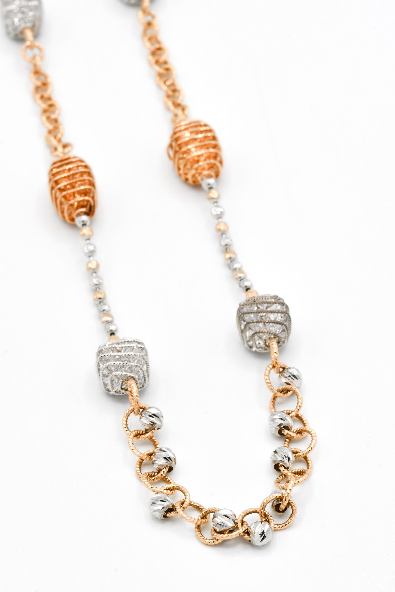 18ct Rose Gold Two Tone Fancy Chain - Roop Darshan