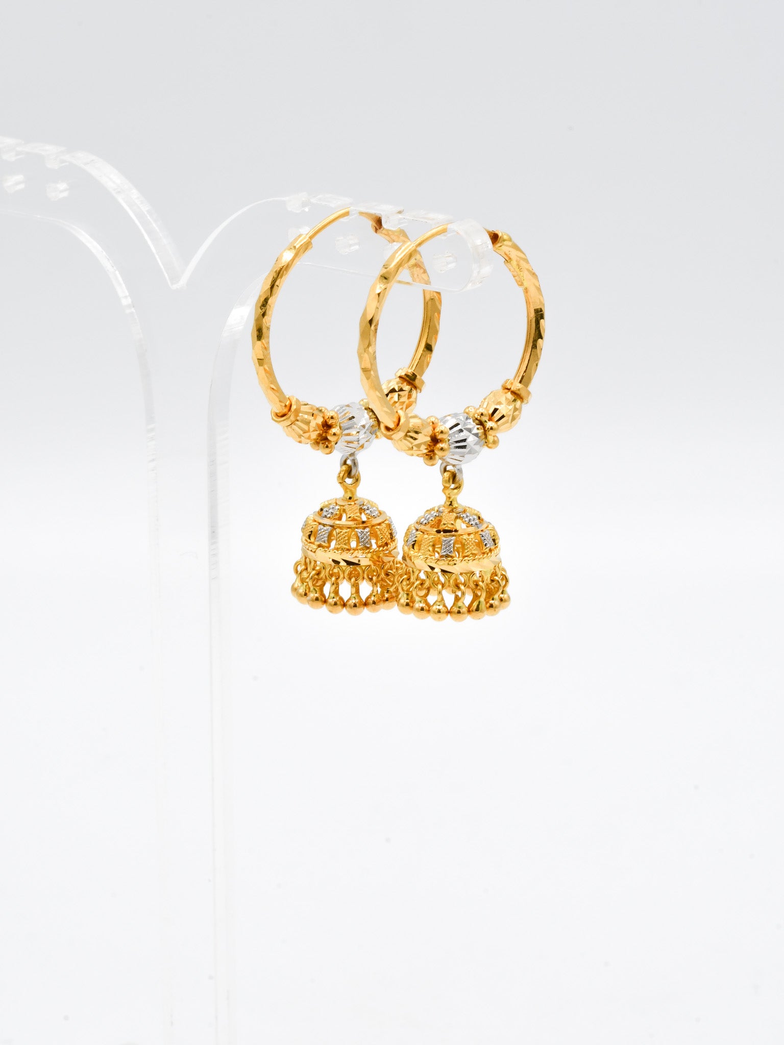 22ct Gold Two Tone Ball Jhumki Bali - Roop Darshan