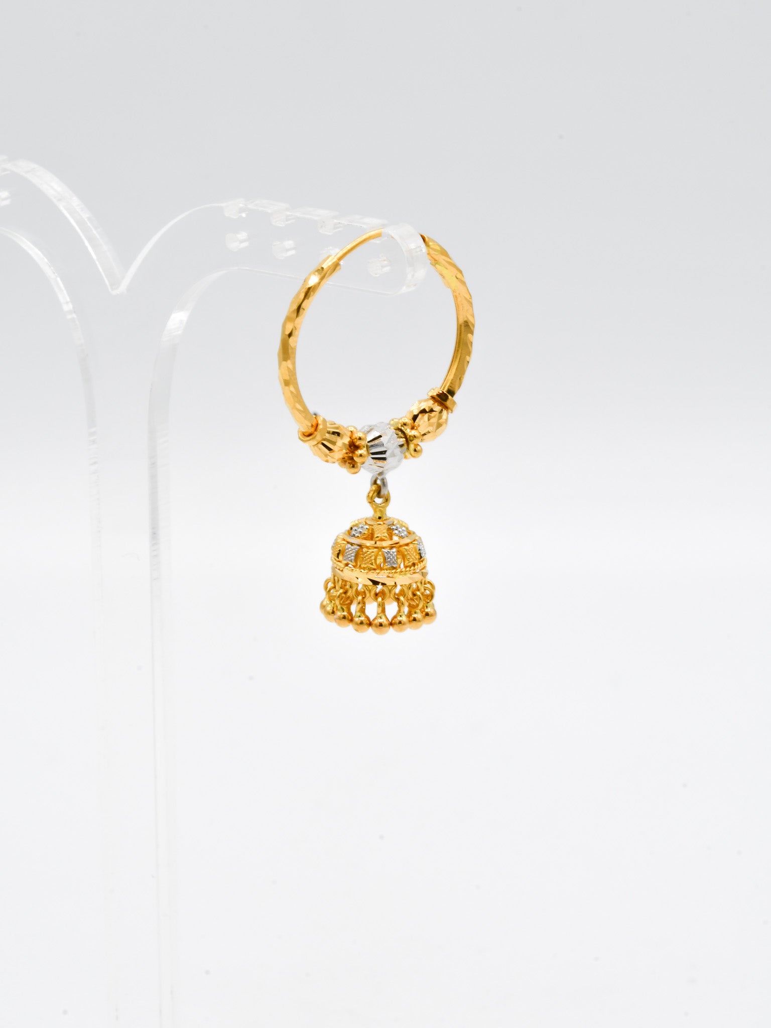 22ct Gold Two Tone Ball Jhumki Bali - Roop Darshan