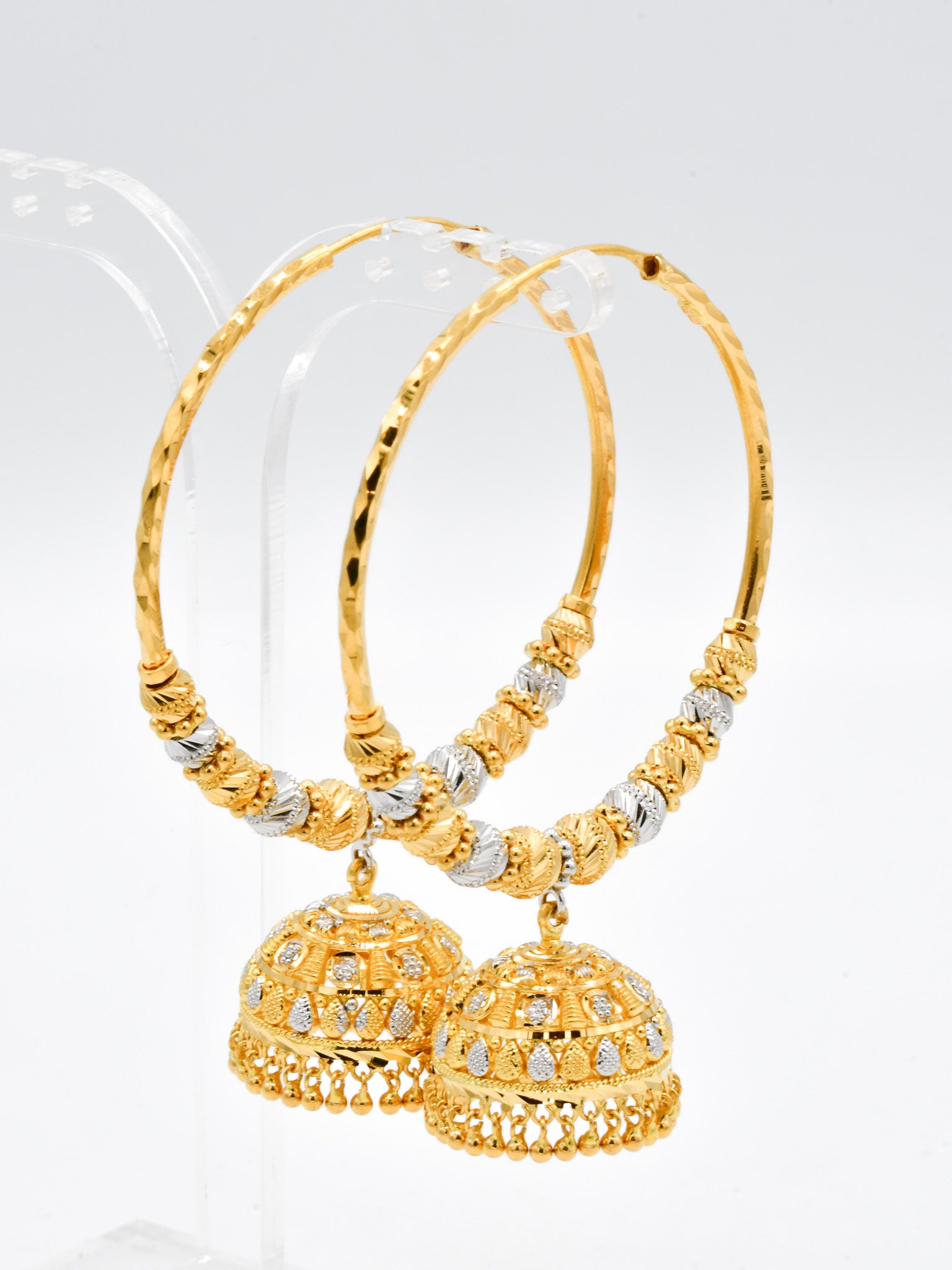 22ct Gold Two Tone Ball Jhumki Bali - Roop Darshan