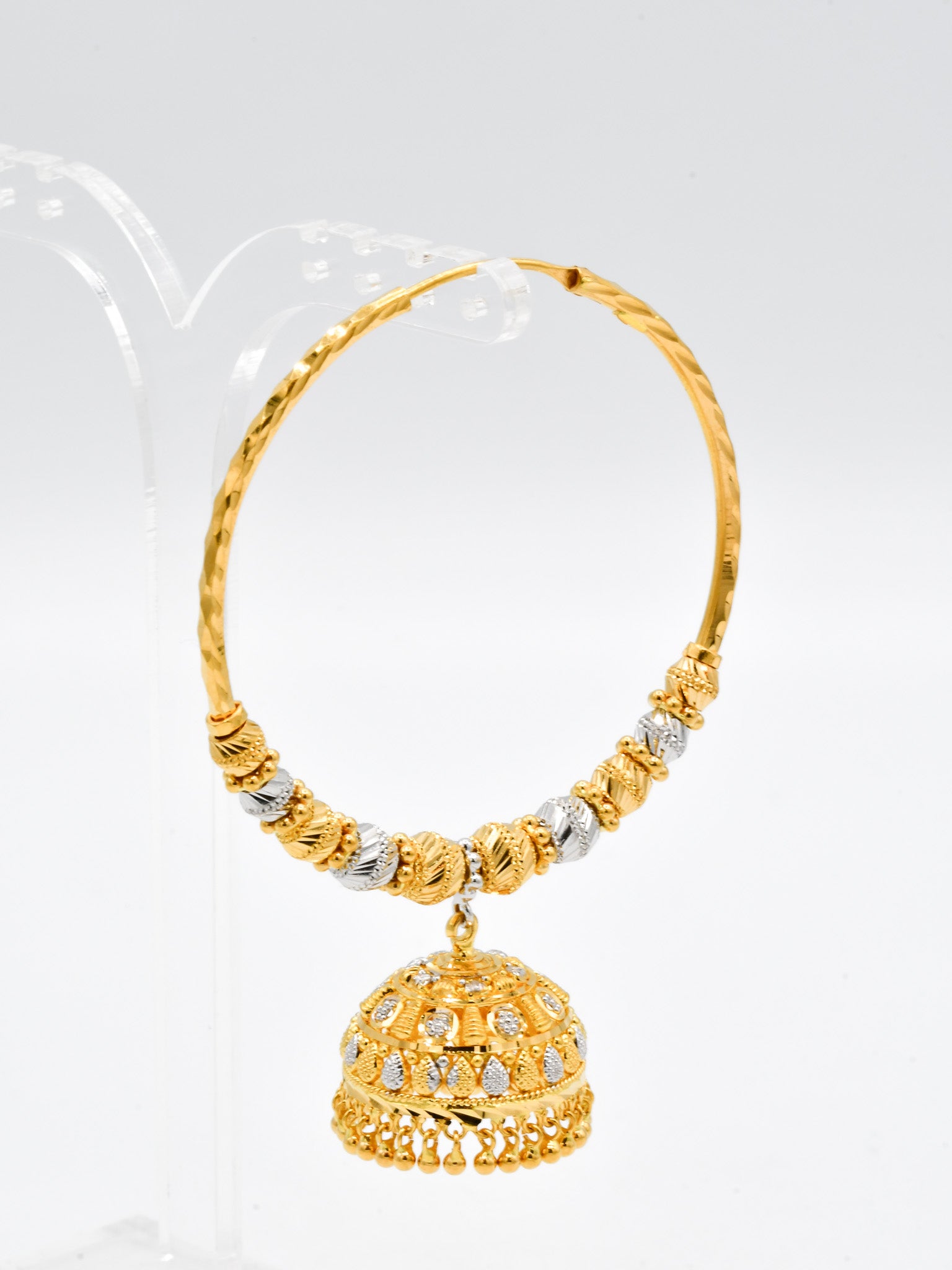 22ct Gold Two Tone Ball Jhumki Bali - Roop Darshan