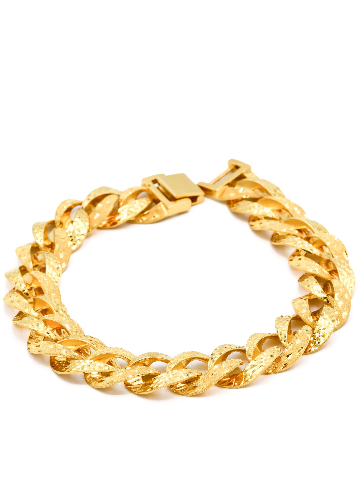 22ct Gold Hollow Curb Mens Bracelet - Roop Darshan