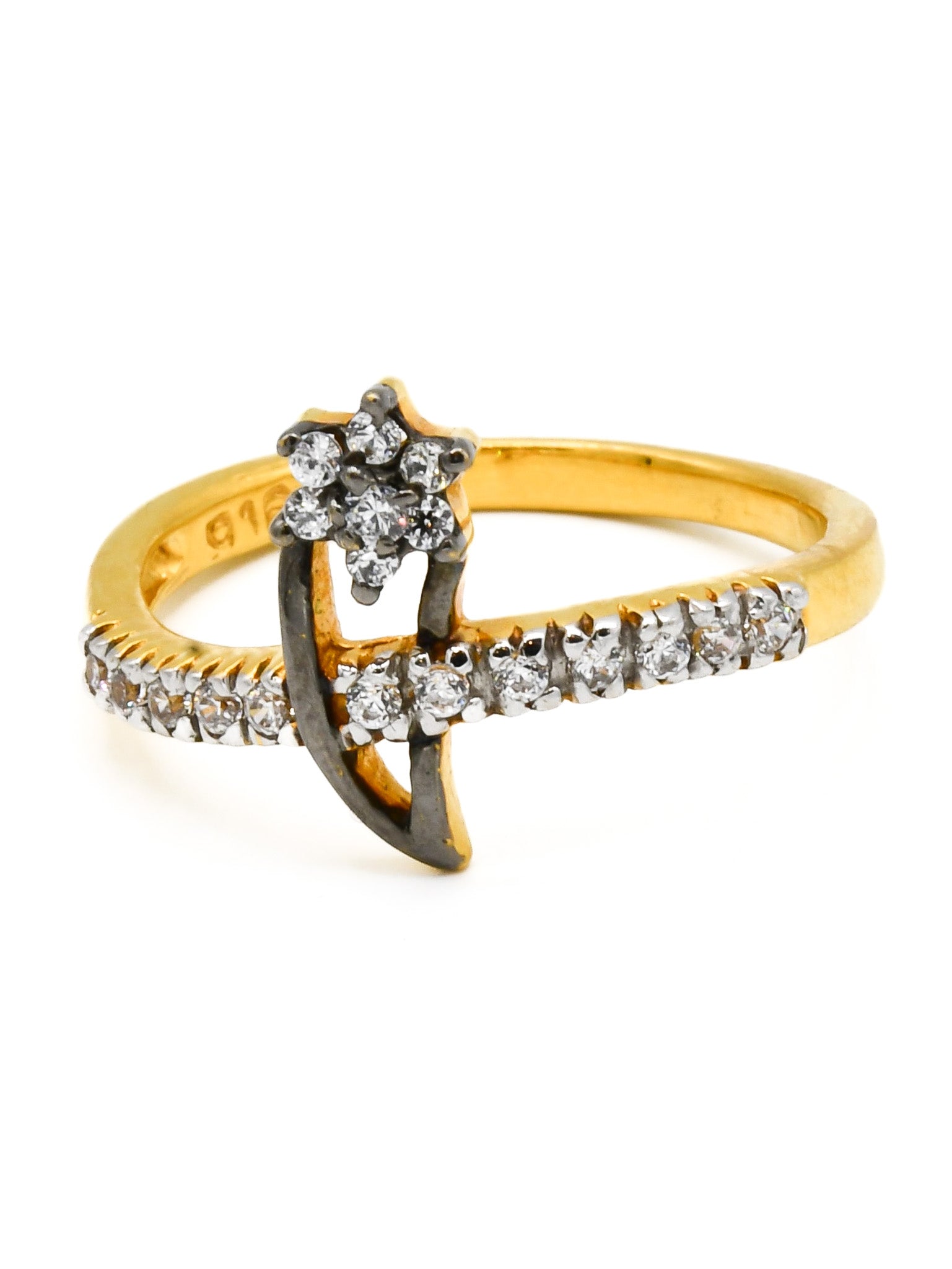 22ct Gold CZ Oxidase Ladies Ring - Roop Darshan