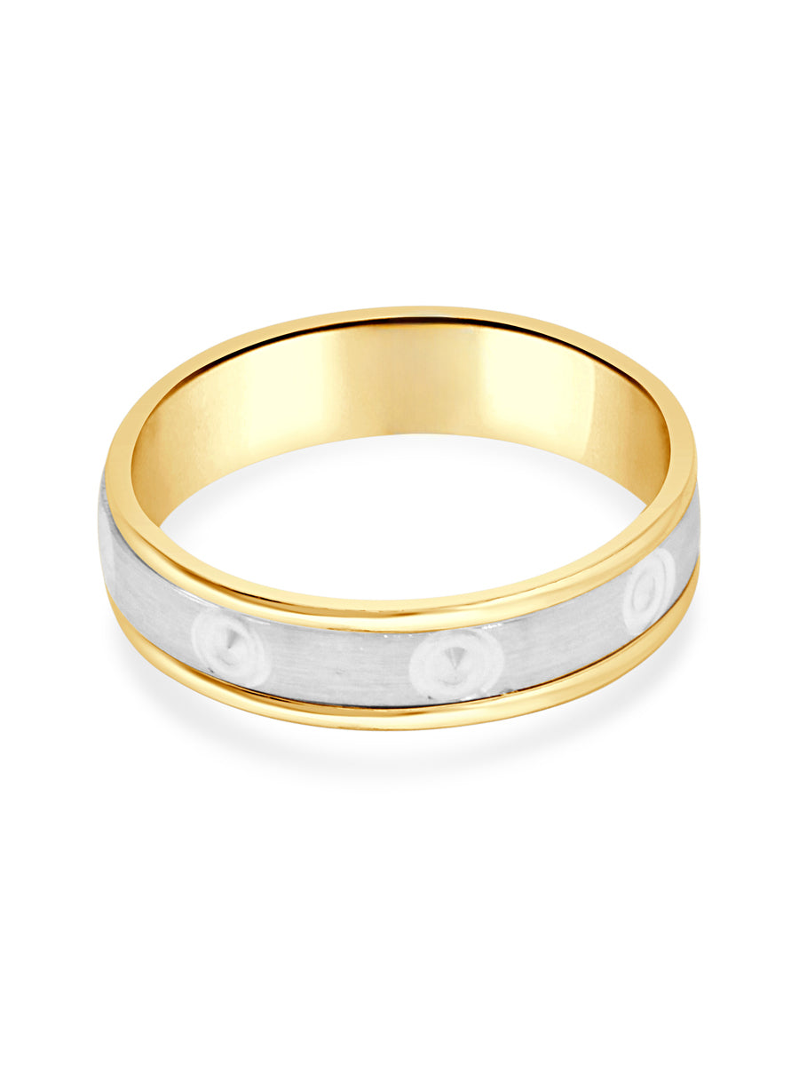 18ct Gold Two Tone Band Ring - Roop Darshan