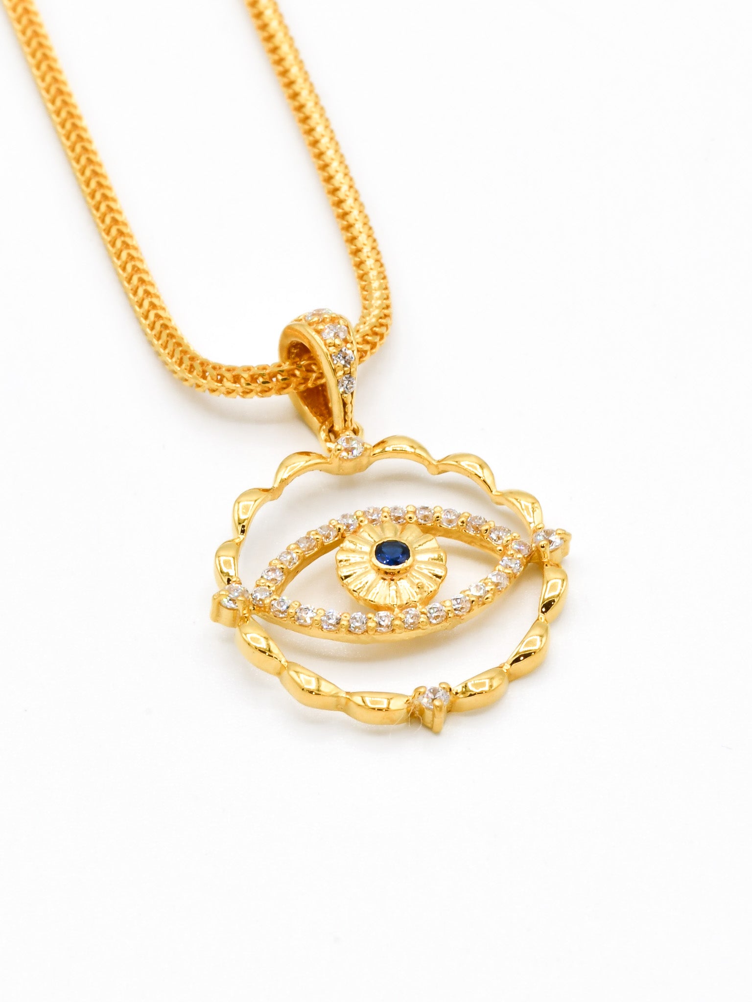 22ct Gold CZ Evil Eye Pendant - Roop Darshan